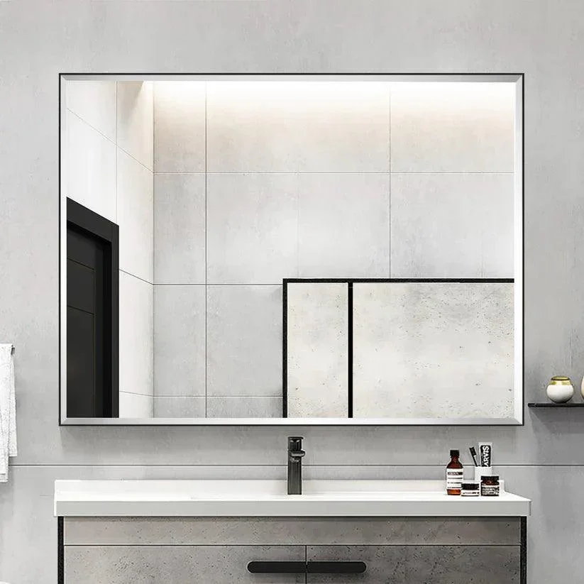 Parrot Uncle Reflections Sleek Modern Black Aluminum Framed Beveled Wall Mirror - Image 11