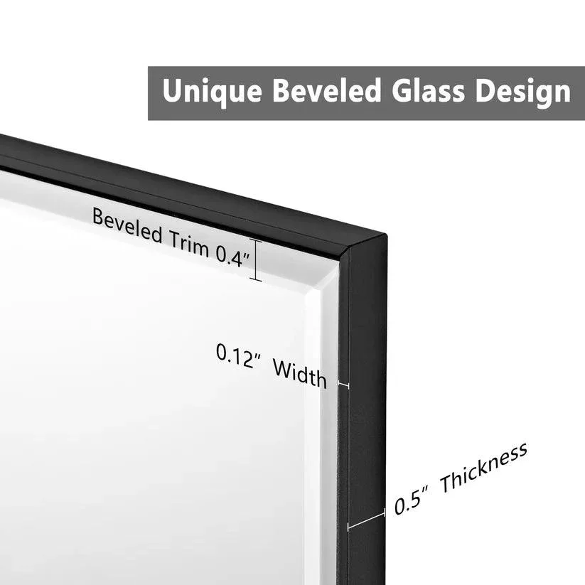 Parrot Uncle Reflections Sleek Modern Black Aluminum Framed Beveled Wall Mirror - Image 4