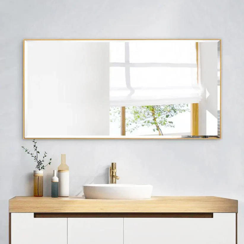 Parrot Uncle Reflections Sleek Modern Black Aluminum Framed Beveled Wall Mirror - Image 5
