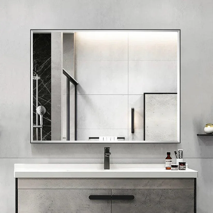Parrot Uncle Reflections Sleek Modern Black Aluminum Framed Beveled Wall Mirror - Image 6