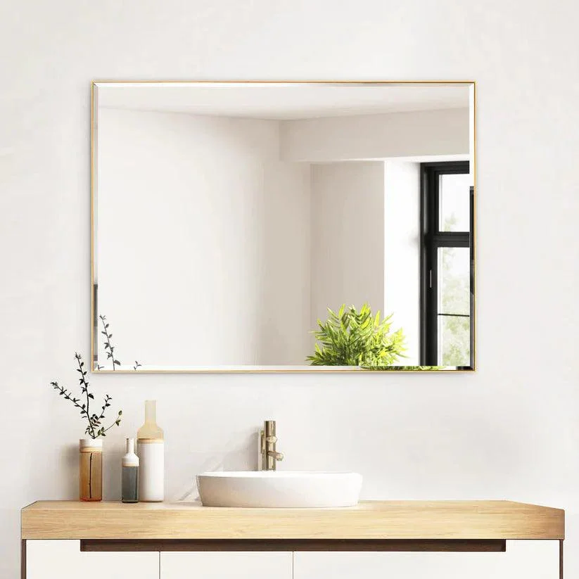 Parrot Uncle Reflections Sleek Modern Black Aluminum Framed Beveled Wall Mirror - Image 7
