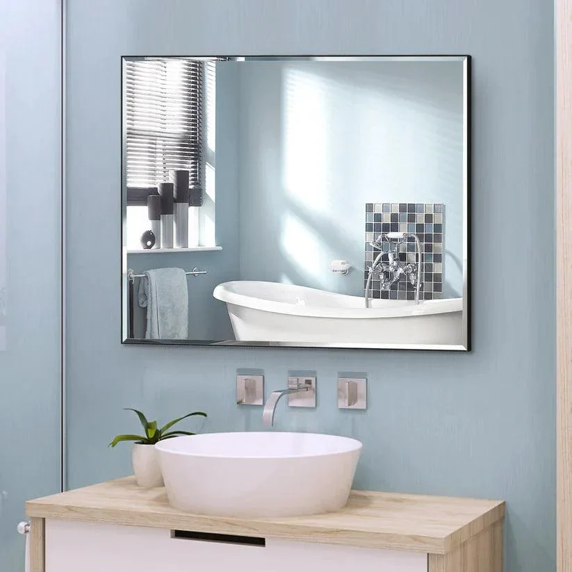 Parrot Uncle Reflections Sleek Modern Black Aluminum Framed Beveled Wall Mirror - Image 9