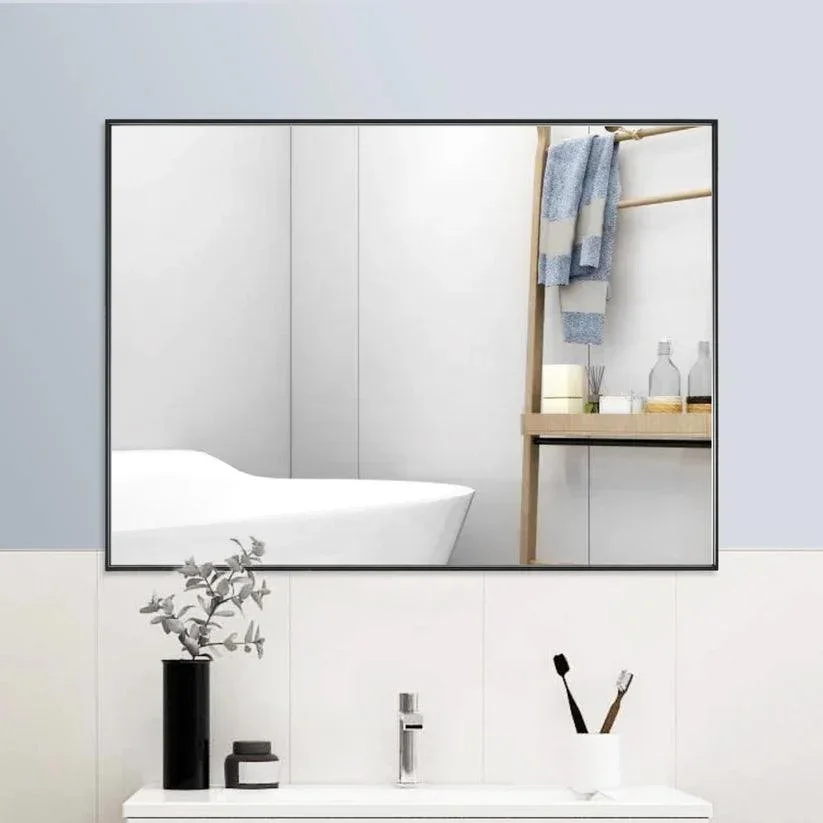 Parrot Uncle Reflections Sleek Modern Black Aluminum Framed Wall Mirror - Image 11
