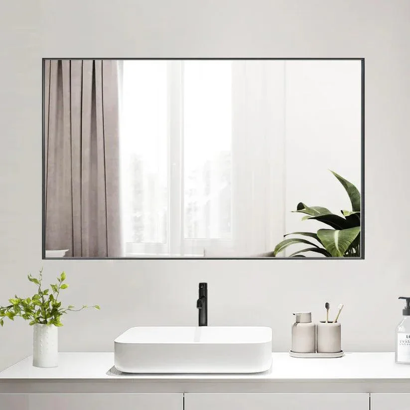 Parrot Uncle Reflections Sleek Modern Black Aluminum Framed Wall Mirror - Image 13