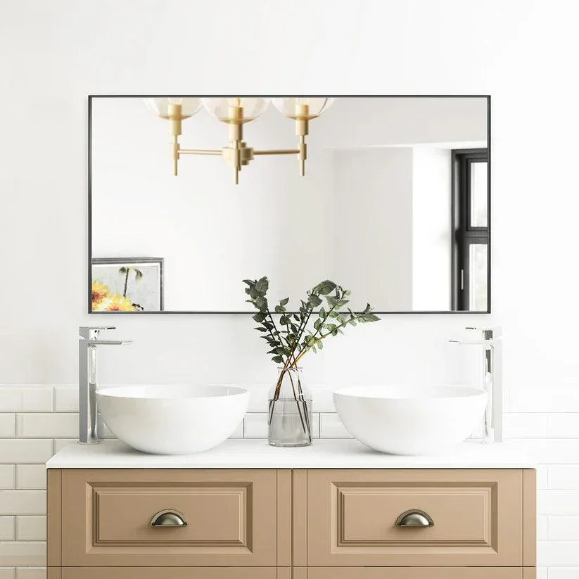 Parrot Uncle Reflections Sleek Modern Black Aluminum Framed Wall Mirror - Image 16