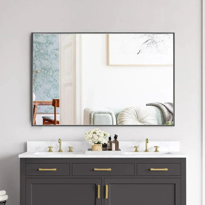 Parrot Uncle Reflections Sleek Modern Black Aluminum Framed Wall Mirror - Image 18