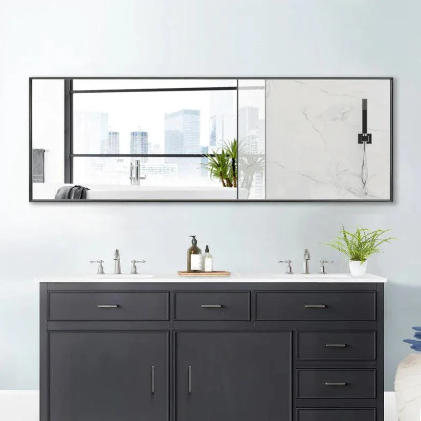 Parrot Uncle Reflections Sleek Modern Black Aluminum Framed Wall Mirror - Image 19