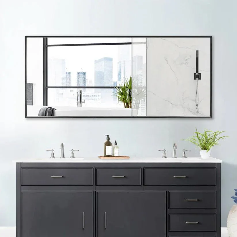 Parrot Uncle Reflections Sleek Modern Black Aluminum Framed Wall Mirror - Image 2