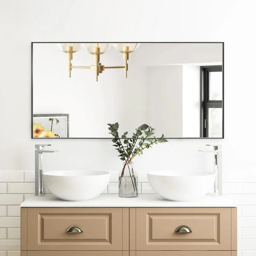 Parrot Uncle Reflections Sleek Modern Black Aluminum Framed Wall Mirror - Image 20