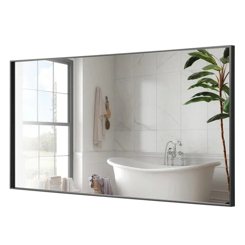 Parrot Uncle Reflections Sleek Modern Black Aluminum Framed Wall Mirror - Image 29