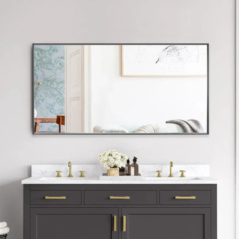 Parrot Uncle Reflections Sleek Modern Black Aluminum Framed Wall Mirror - Image 32