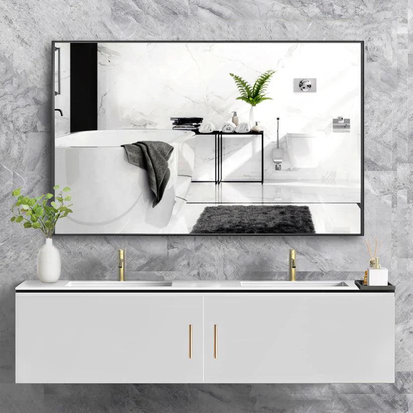 Parrot Uncle Reflections Sleek Modern Black Aluminum Framed Wall Mirror - Image 36