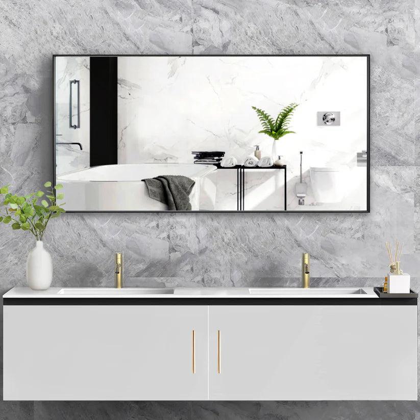 Parrot Uncle Reflections Sleek Modern Black Aluminum Framed Wall Mirror - Image 6