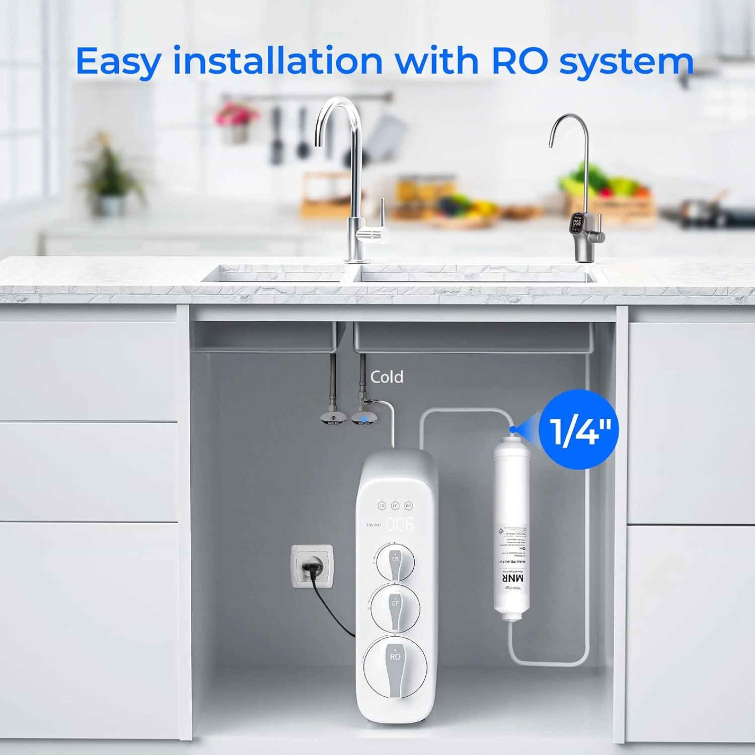 Waterdrop Remineralization Filter 1/4" Quick Connect Mineral Filter for Reverse Osmosis System with WD-ALK16, Alkaline Water Filter 9.5 pH Mineralization (WD-MNR35) - Image 7