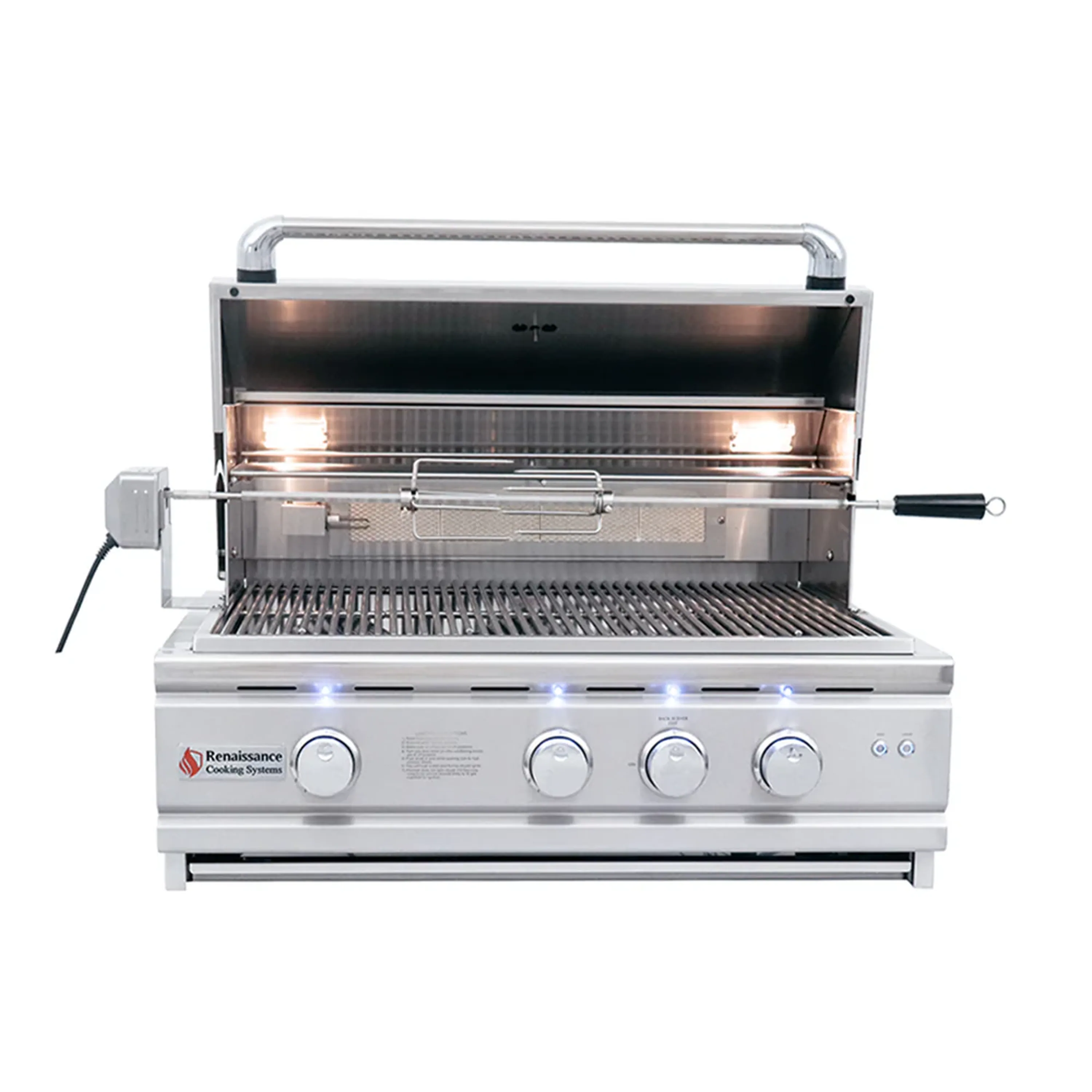 Renaissance Cutlass Pro 30-Inch Propane Gas Grill w/ Rear Burner, Briquette Trays & Blue LED Lights w/ Cart & Gas Connection (RON30B LP CK) - Image 10