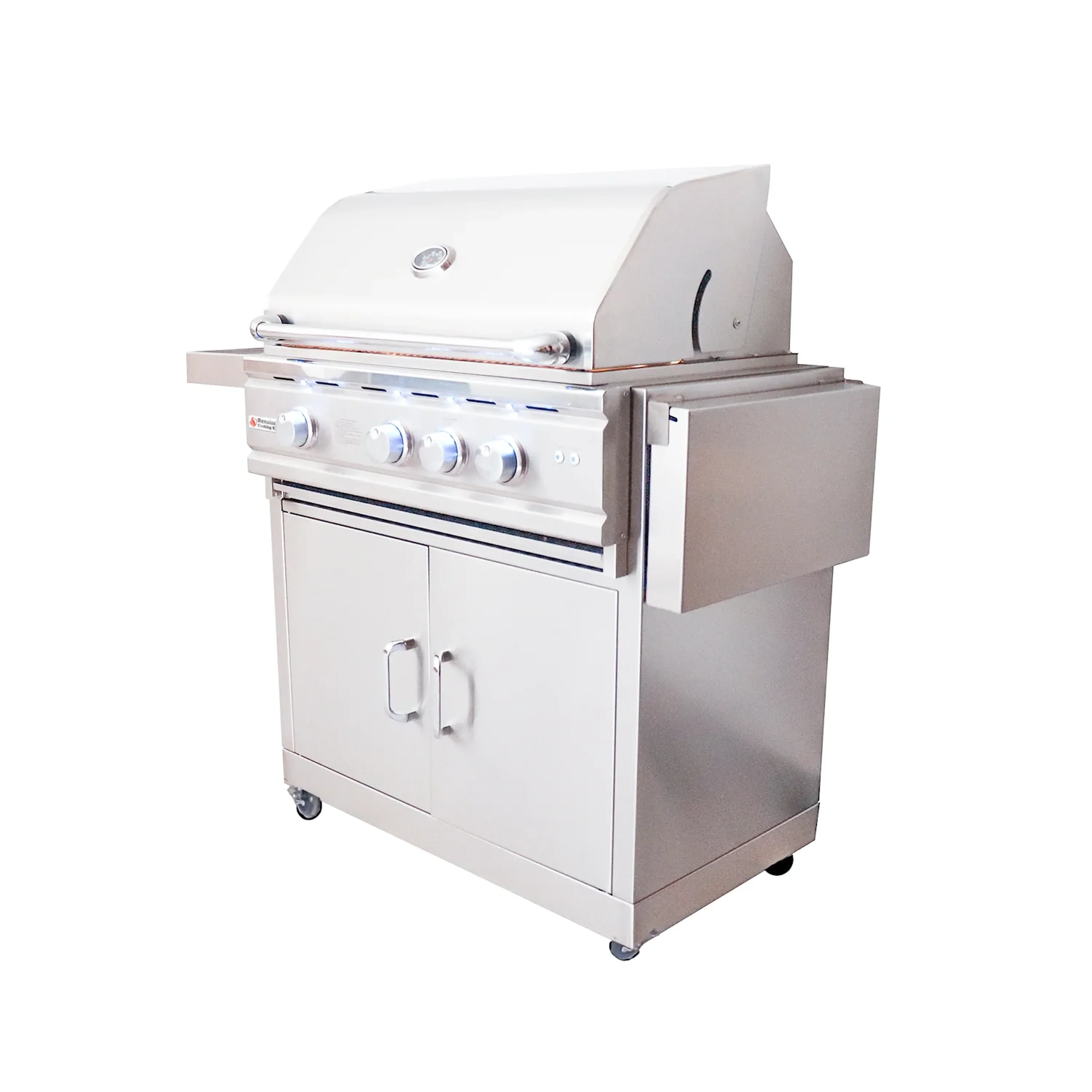Renaissance Cutlass Pro 30-Inch Propane Gas Grill w/ Rear Burner, Briquette Trays & Blue LED Lights w/ Cart & Gas Connection (RON30B LP CK) - Image 5