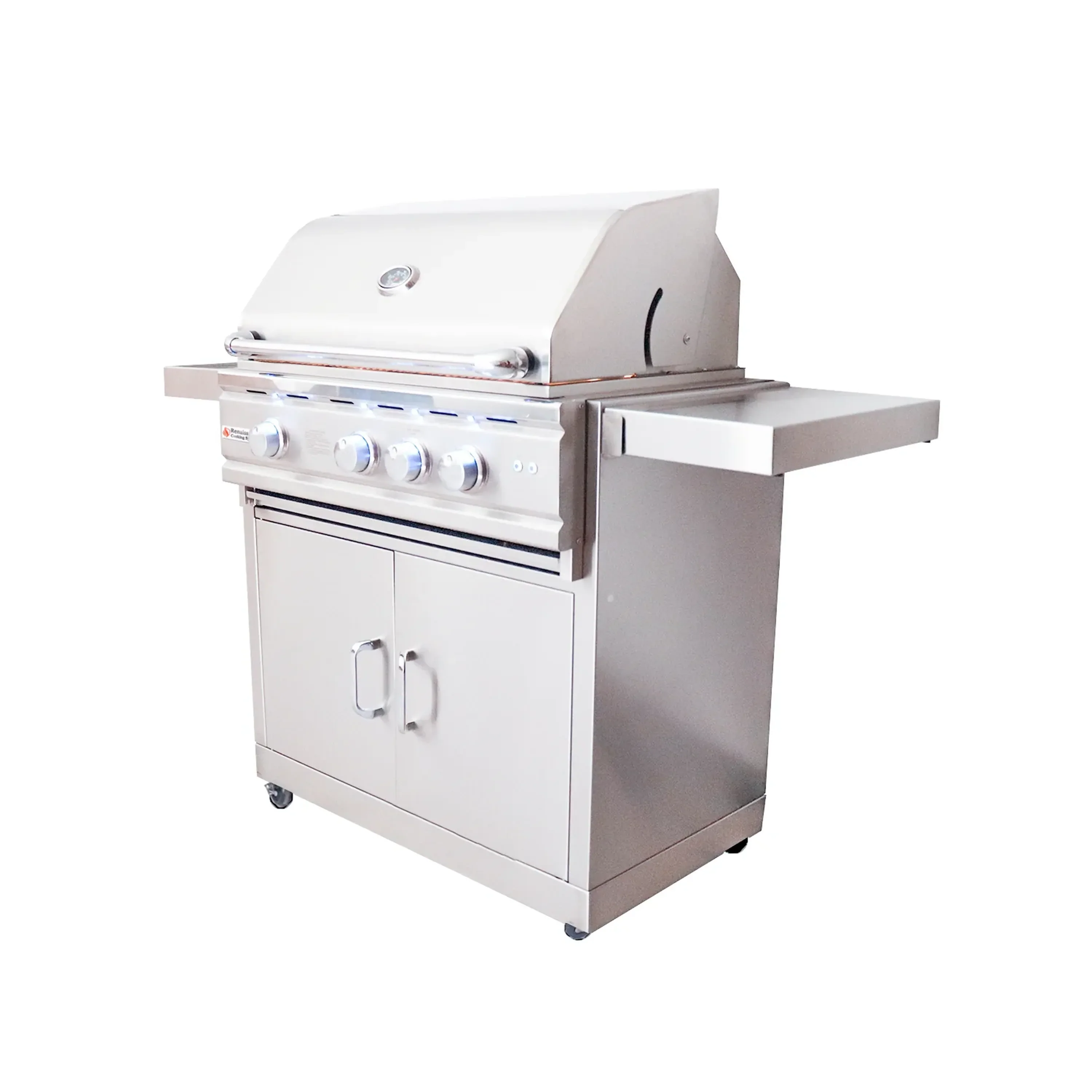 Renaissance Cutlass Pro 30-Inch Propane Gas Grill w/ Rear Burner, Briquette Trays & Blue LED Lights w/ Cart & Gas Connection (RON30B LP CK) - Image 7