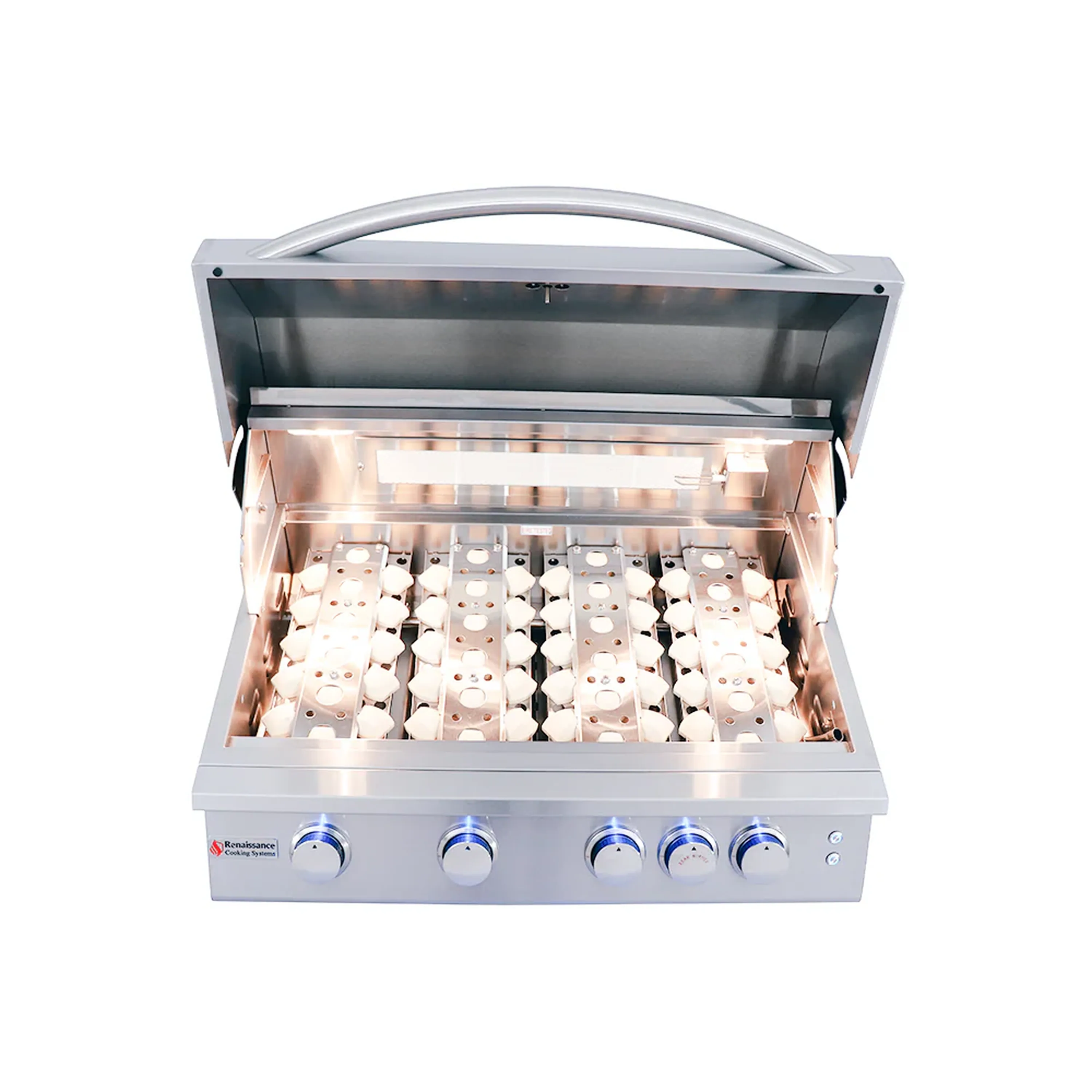 Renaissance Premier 32-Inch Natural Gas Grill w/ Blue LED, Rear Burner, Cart and Gas Connection (RJC32AL CK) - Image 6