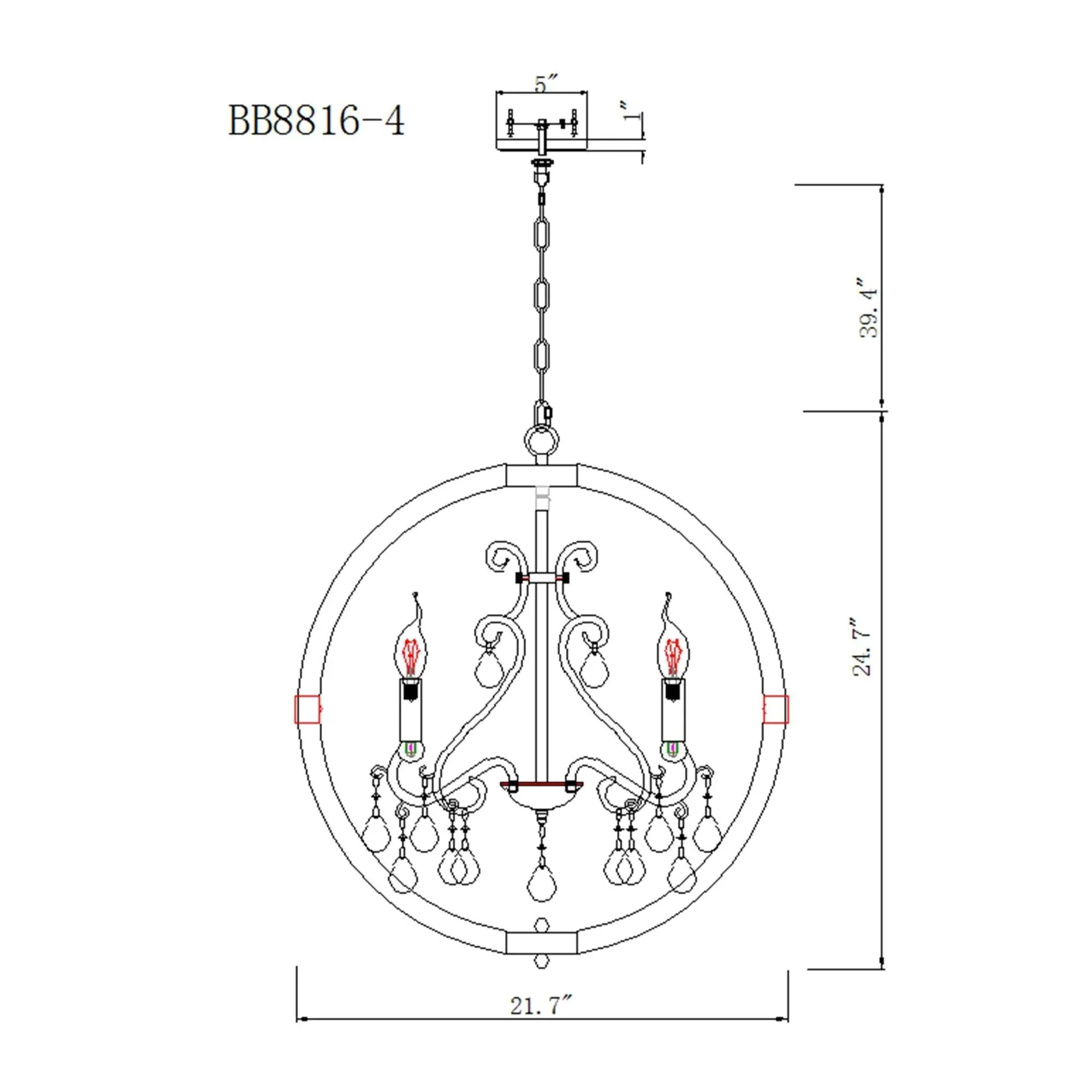 Parrot Uncle Retha Brown 4-Light Caged Island Pendant Lights (8816-4110V) - Image 9