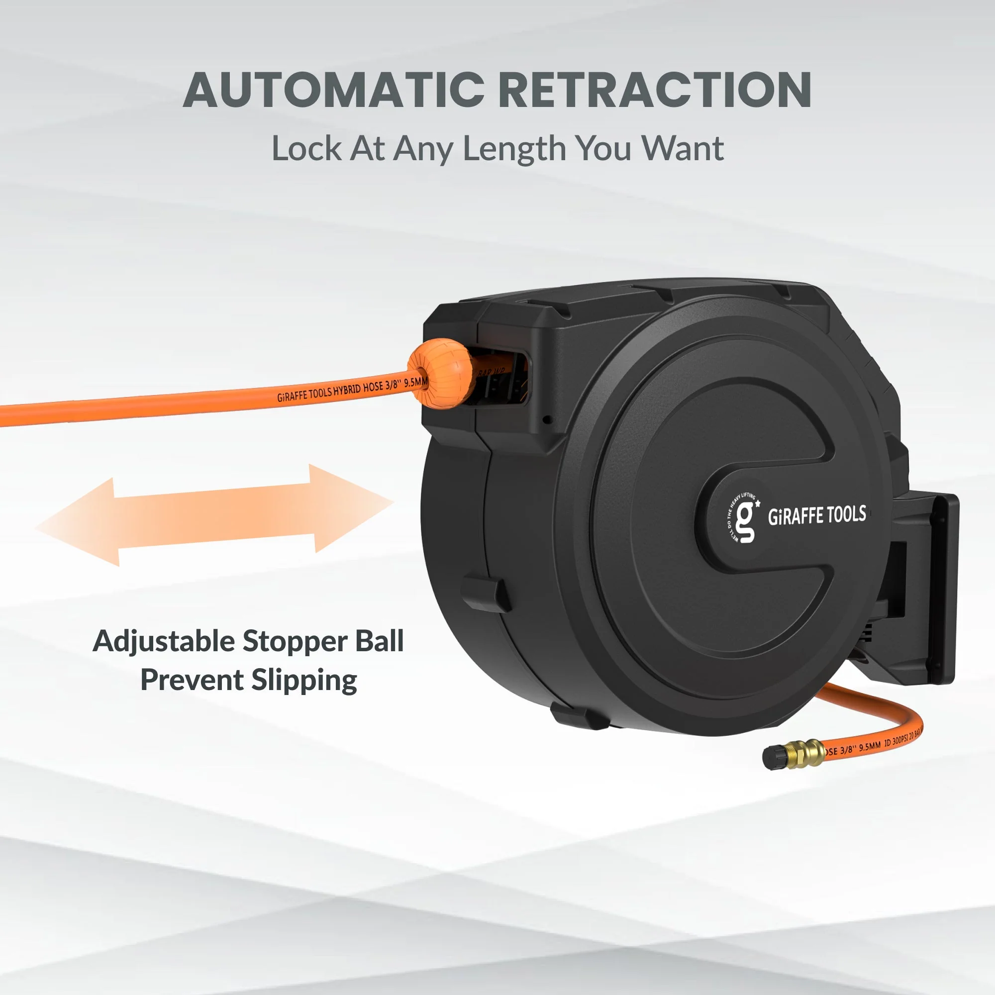 Giraffe Tools 3/8-Inch, 50 Ft. Retractable Air Hose Reel-PP Housing (AWA15US) - Image 3