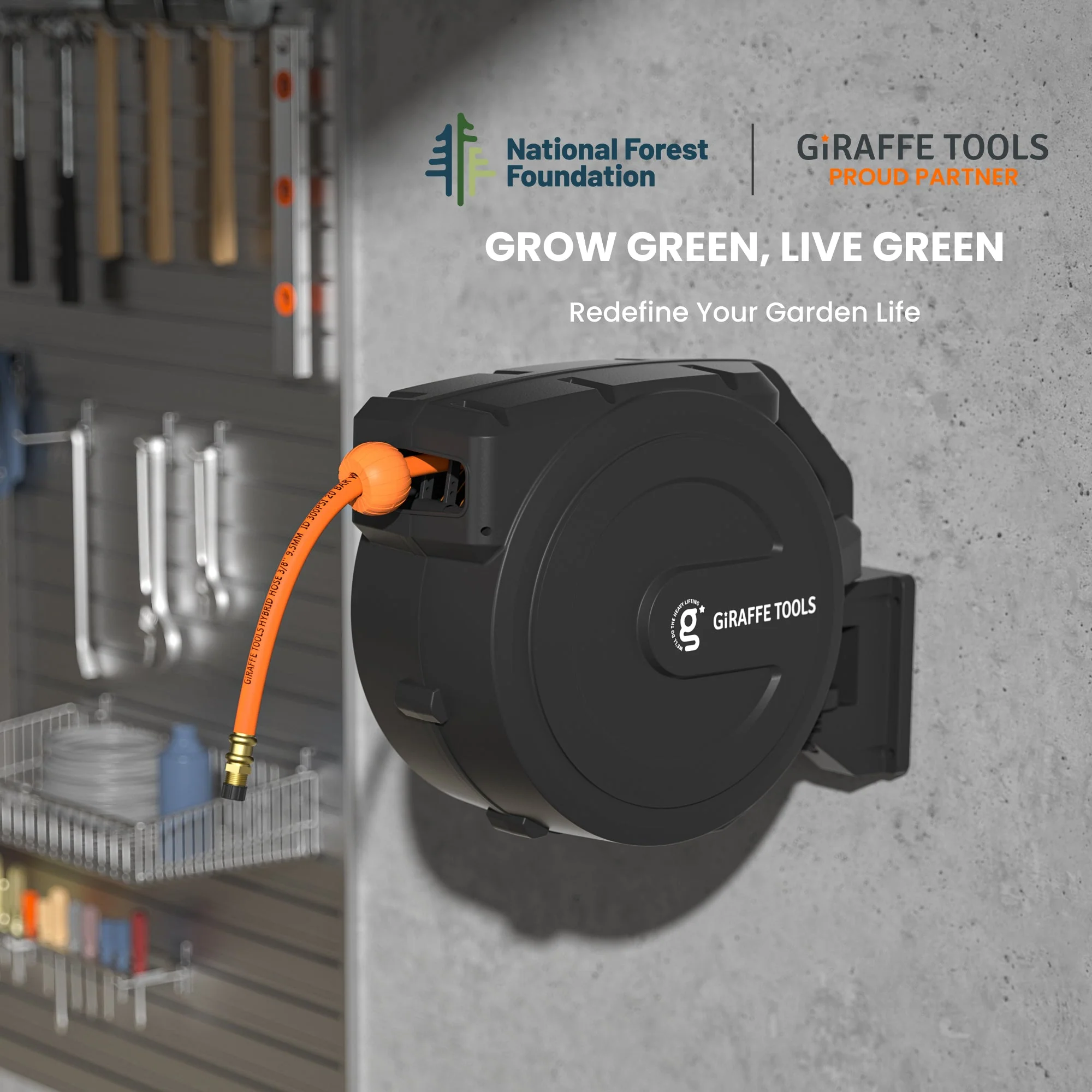 Giraffe Tools 3/8-Inch, 50 Ft. Retractable Air Hose Reel-PP Housing (AWA15US) - Image 9