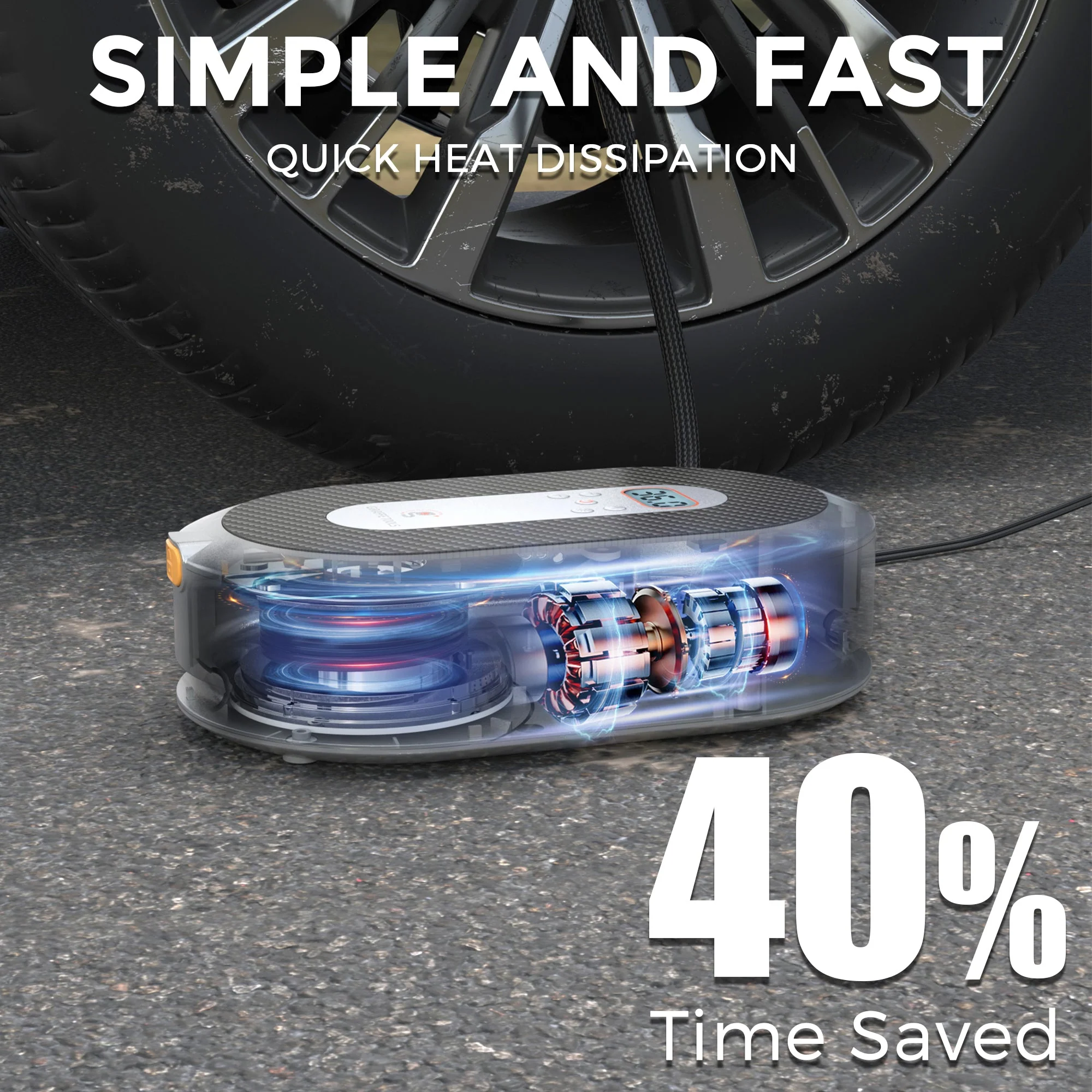 Giraffe Tools 150 PSI Retractable Car Tire Inflator with Memory Function - Image 3