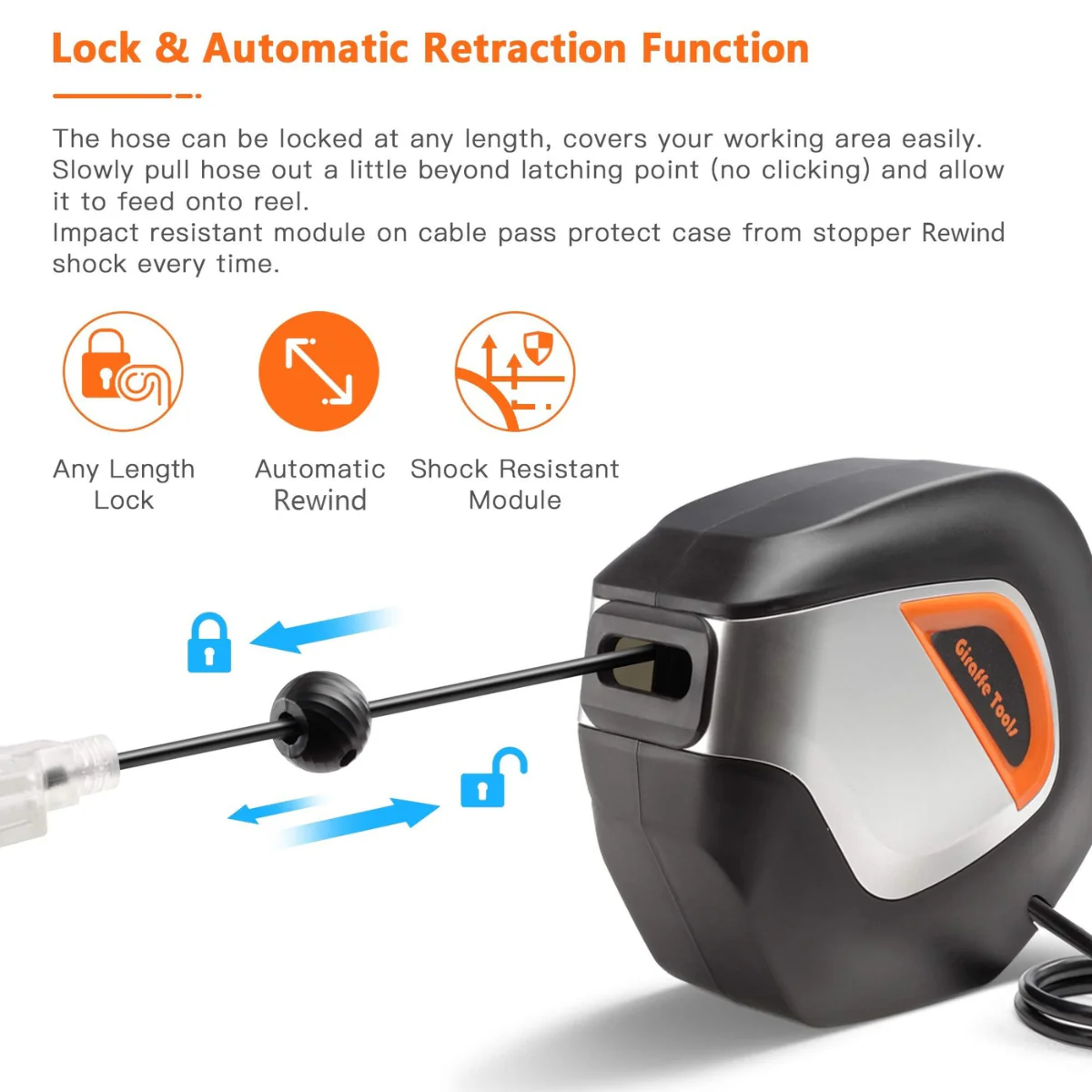 Giraffe Tools 12/14/16 AWG Retractable Extension Cord Reel - Image 4