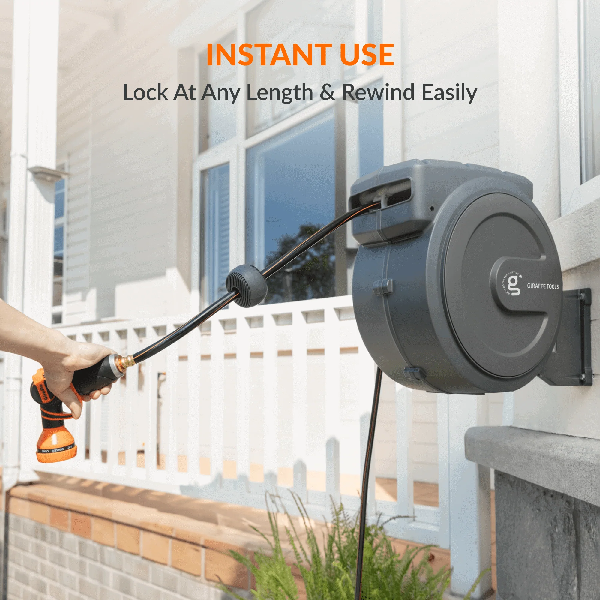 Giraffe Tools Retractable Garden Hose Reel-5/8 in-115ft with 9-mode (AW5058US) - Image 6