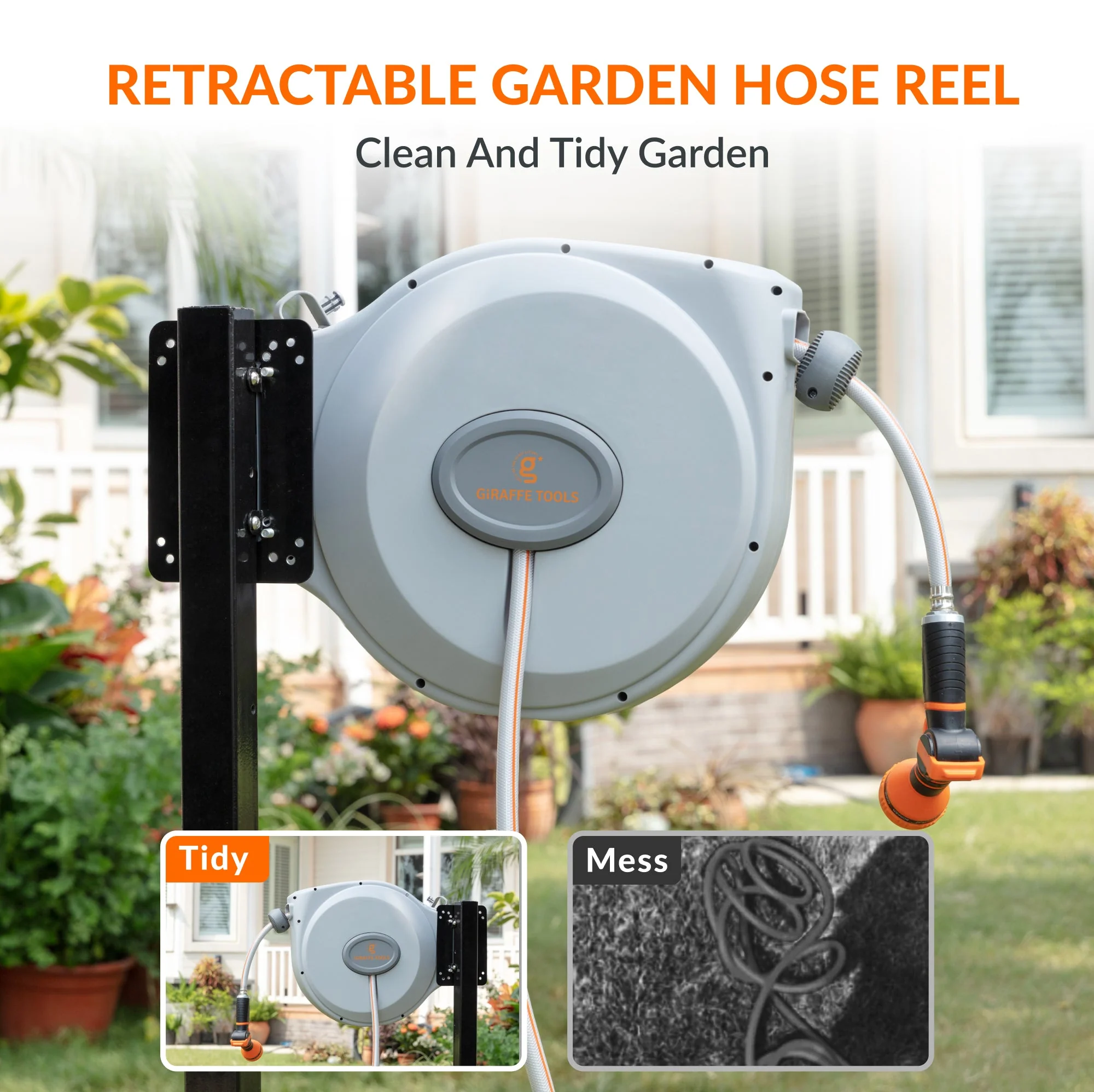 Giraffe Tools 5/8-Inch, 65 Ft. Retractable Garden Hose Reel (CW20US) - Image 2
