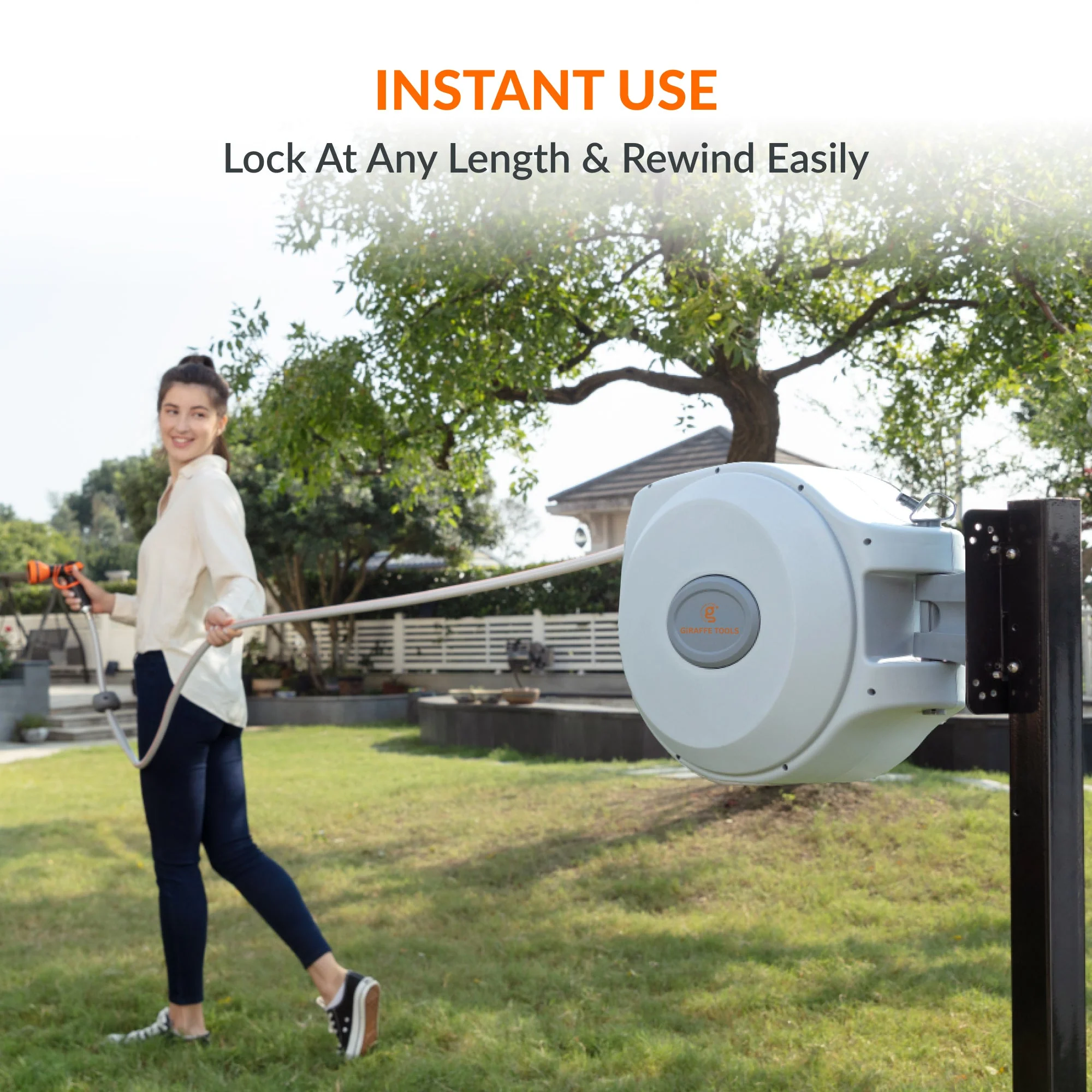 Giraffe Tools 5/8-Inch, 65 Ft. Retractable Garden Hose Reel (CW20US) - Image 4