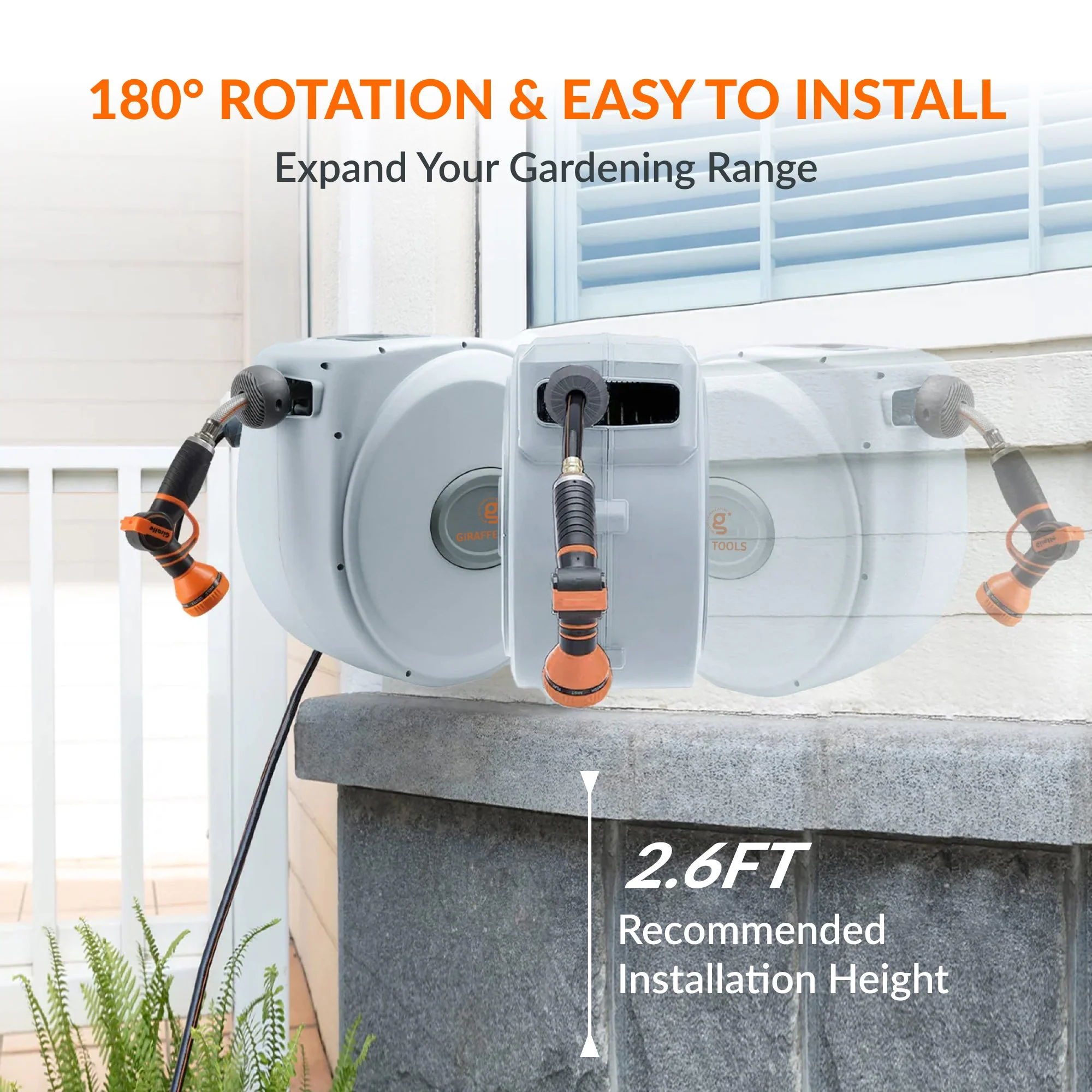 Giraffe Tools 5/8-Inch, 65 Ft. Retractable Garden Hose Reel (CW20US) - Image 5