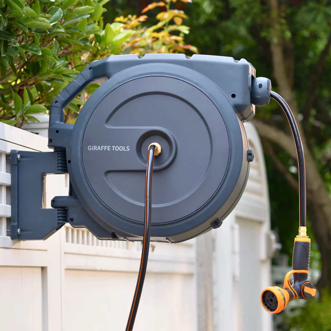 Giraffe Tools 5/8-Inch, 90 Ft. Retractable Garden Hose Reel with Auto-Rewind - Image 2
