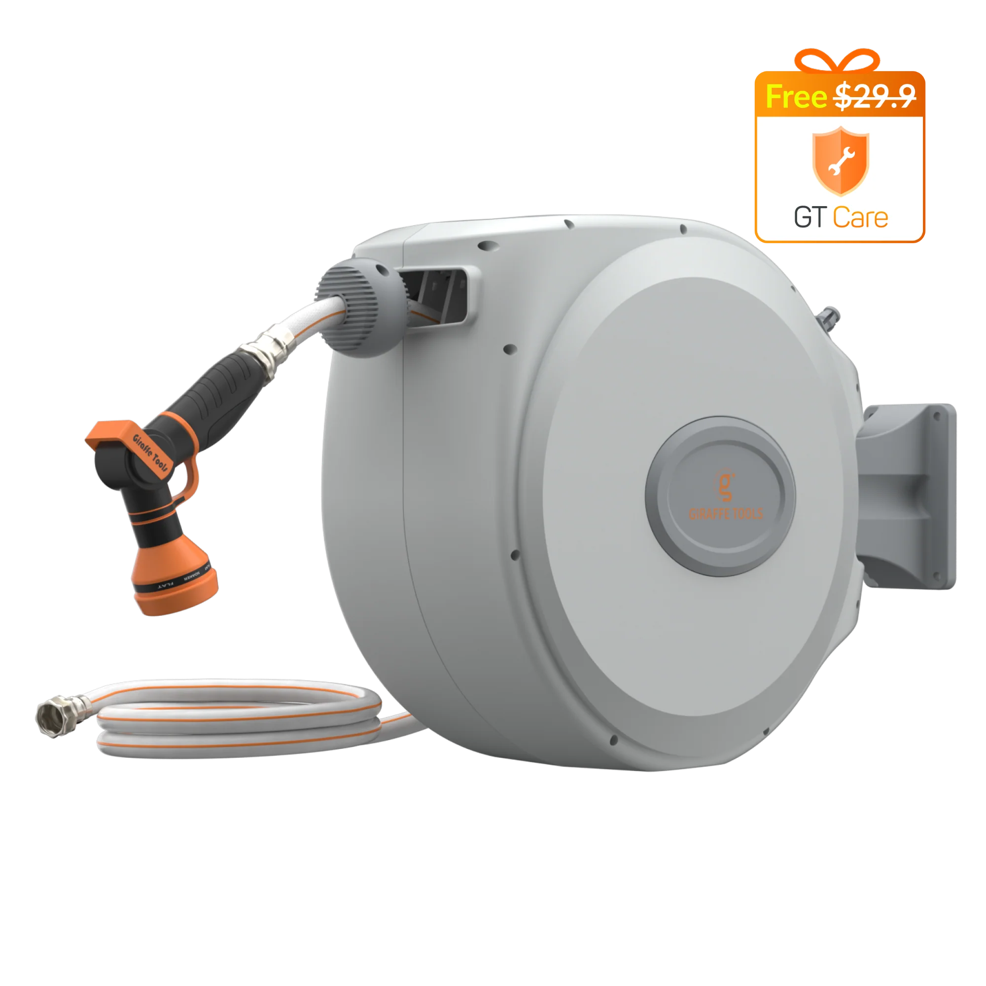 Giraffe Tools 62 Ft.- 155 Ft. Retractable Garden Hose Reel with Adjustable 9-pattern Nozzle - Image 13