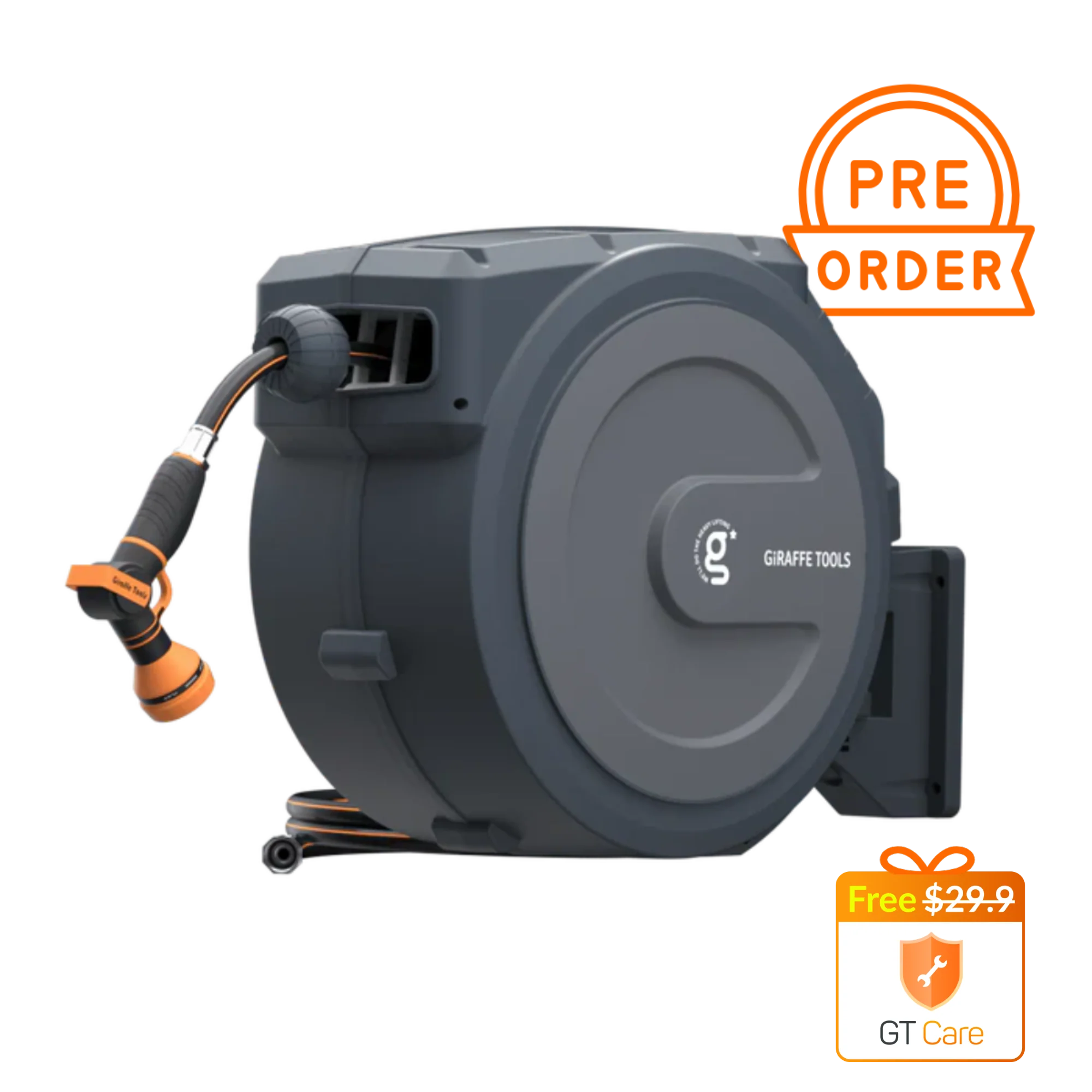 Giraffe Tools 62 Ft.- 155 Ft. Retractable Garden Hose Reel with Adjustable 9-pattern Nozzle - Image 30