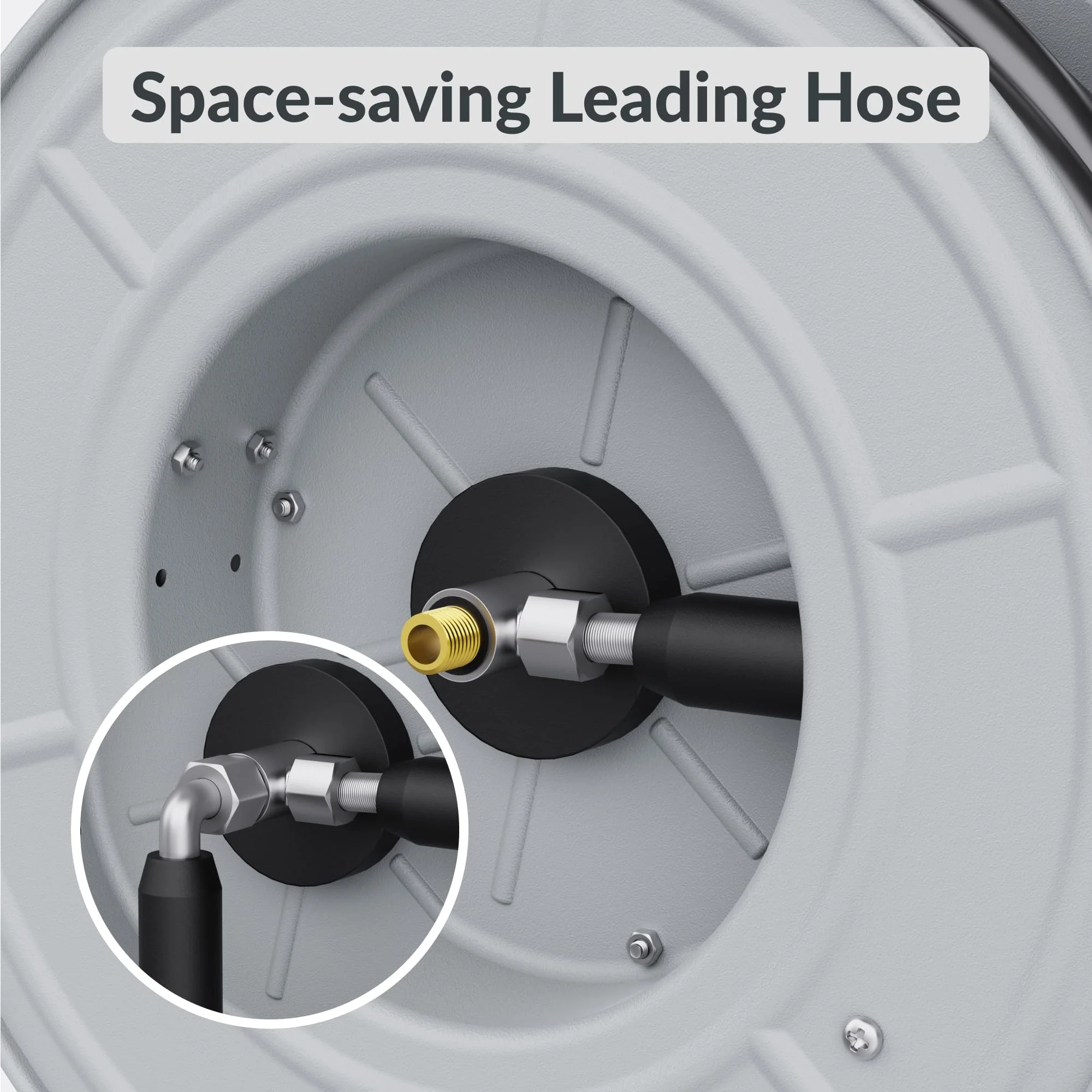 Giraffe Tools 1/4-Inch 60-65 Ft Retractable Pressure Hose Reel with Auto-Rewind - Image 5