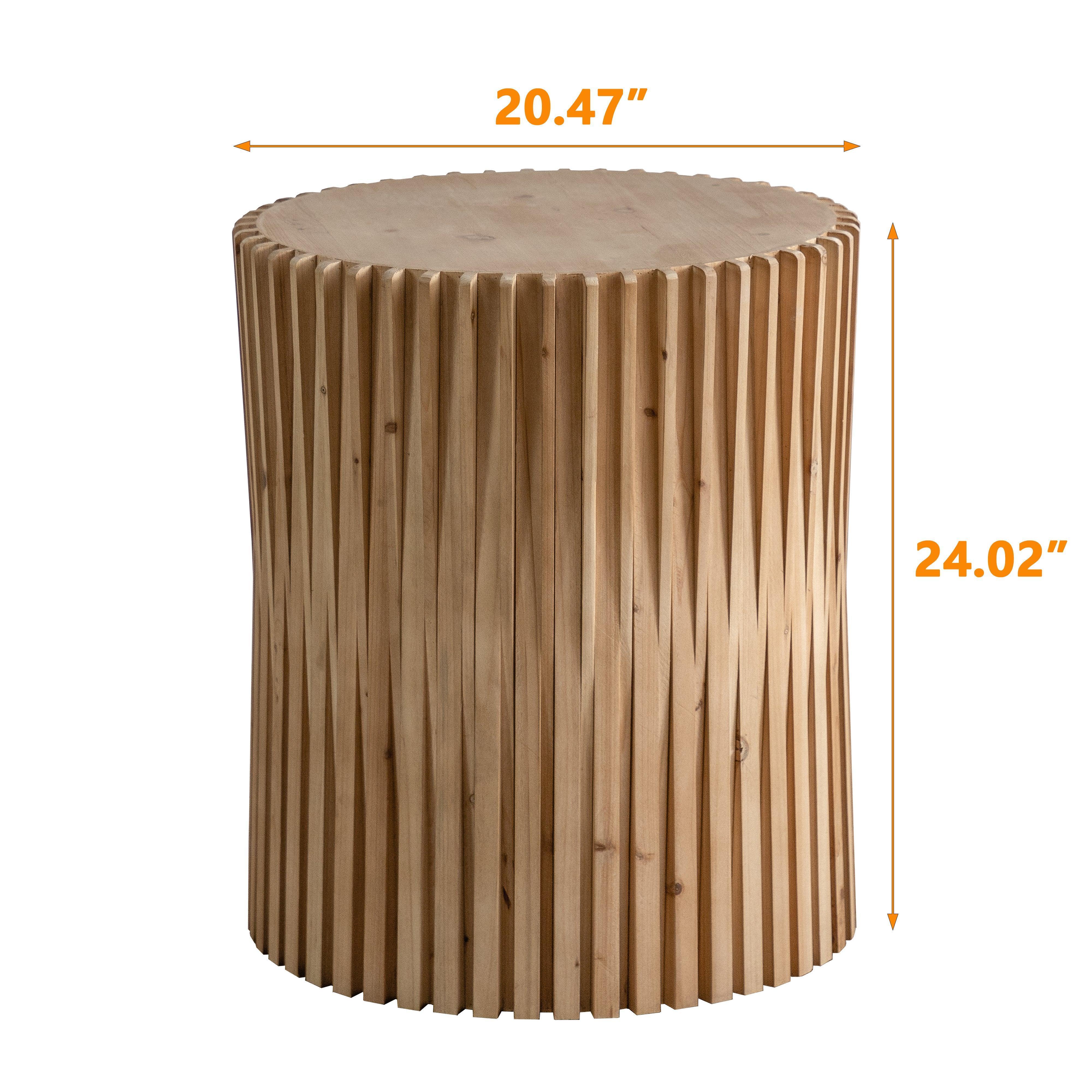 Parrot Uncle Retro Fashion Style Cylindrical MDF Coffee Table with Vertical Texture Relief Design, Suitable for Living Room, Office and Dining Room (W757P164925) - Image 6
