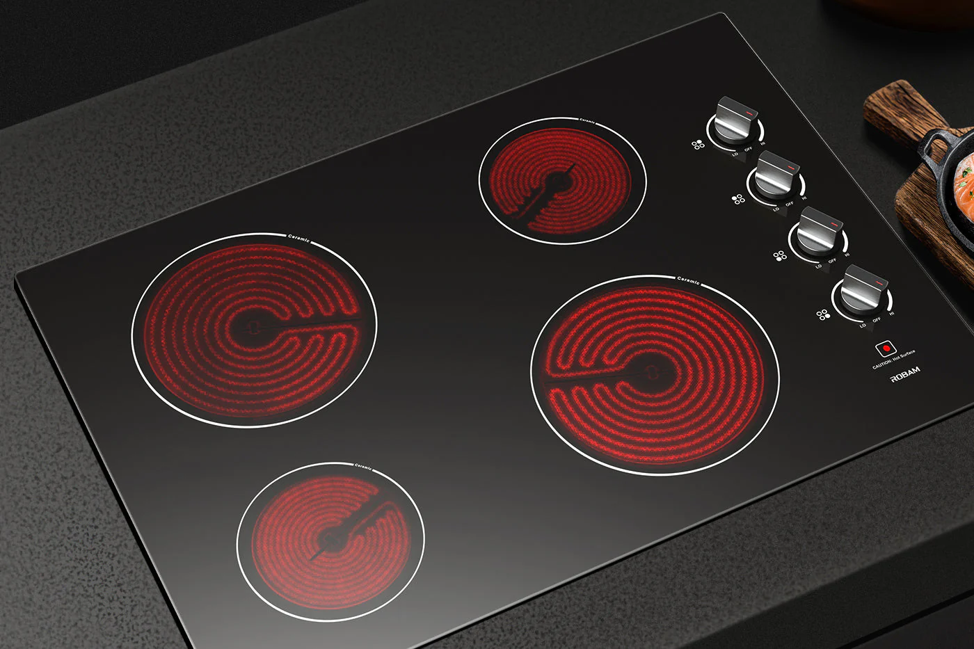 ROBAM 30-Inch 4 Burners Ceramic Glass Cooktop in Black Tempered Glass (W412) - Image 2