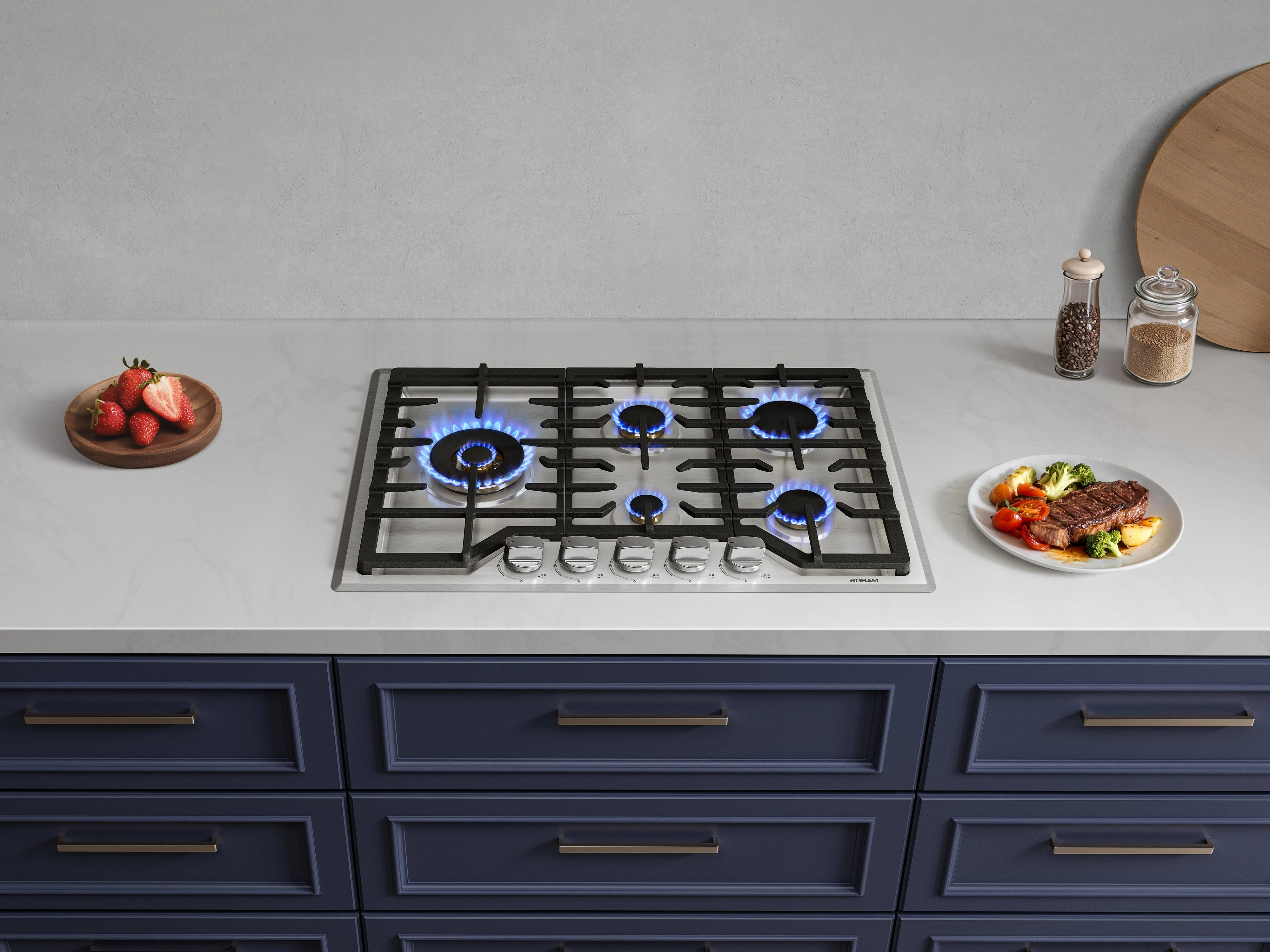 ROBAM G-Series 30-Inch Dual Fuel Cooktop with 5 Burners in Stainless Steel (G513) - Image 5