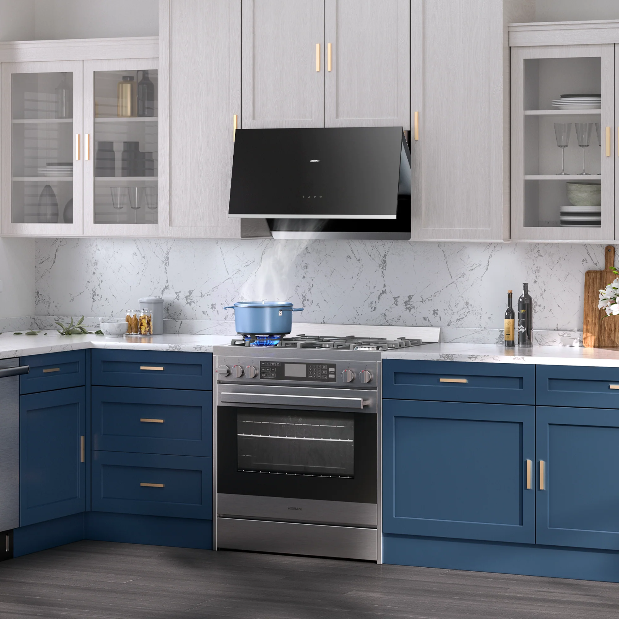 ROBAM R-Max 30-Inch 850 CFM Wall Mount Range Hood in Black Tempered Glass + Wash-Free Baffle Filter (A6720) - Image 2