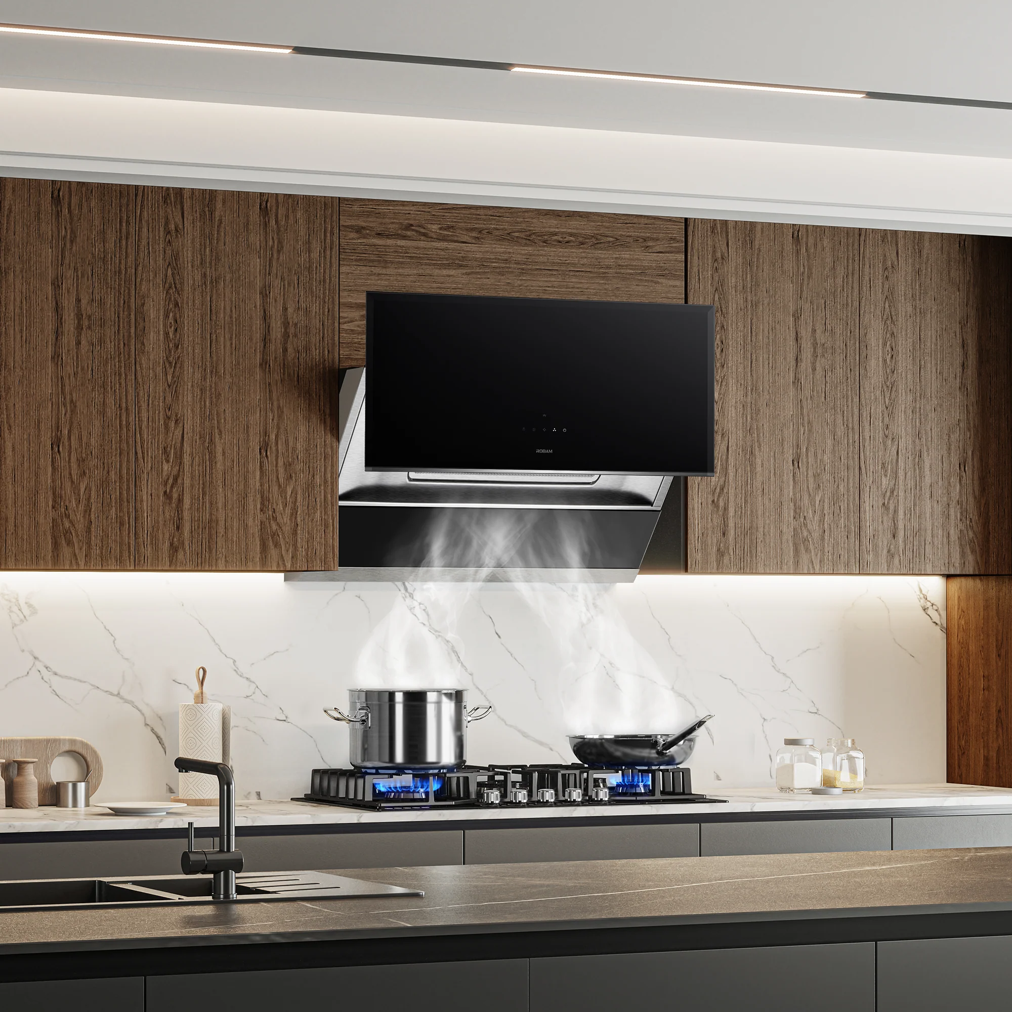 ROBAM R-MAX 36-Inch 1300 CFM Range Hood with BLDC Power + Gesture Control in Black Tempered Glass (A679S) - Image 2