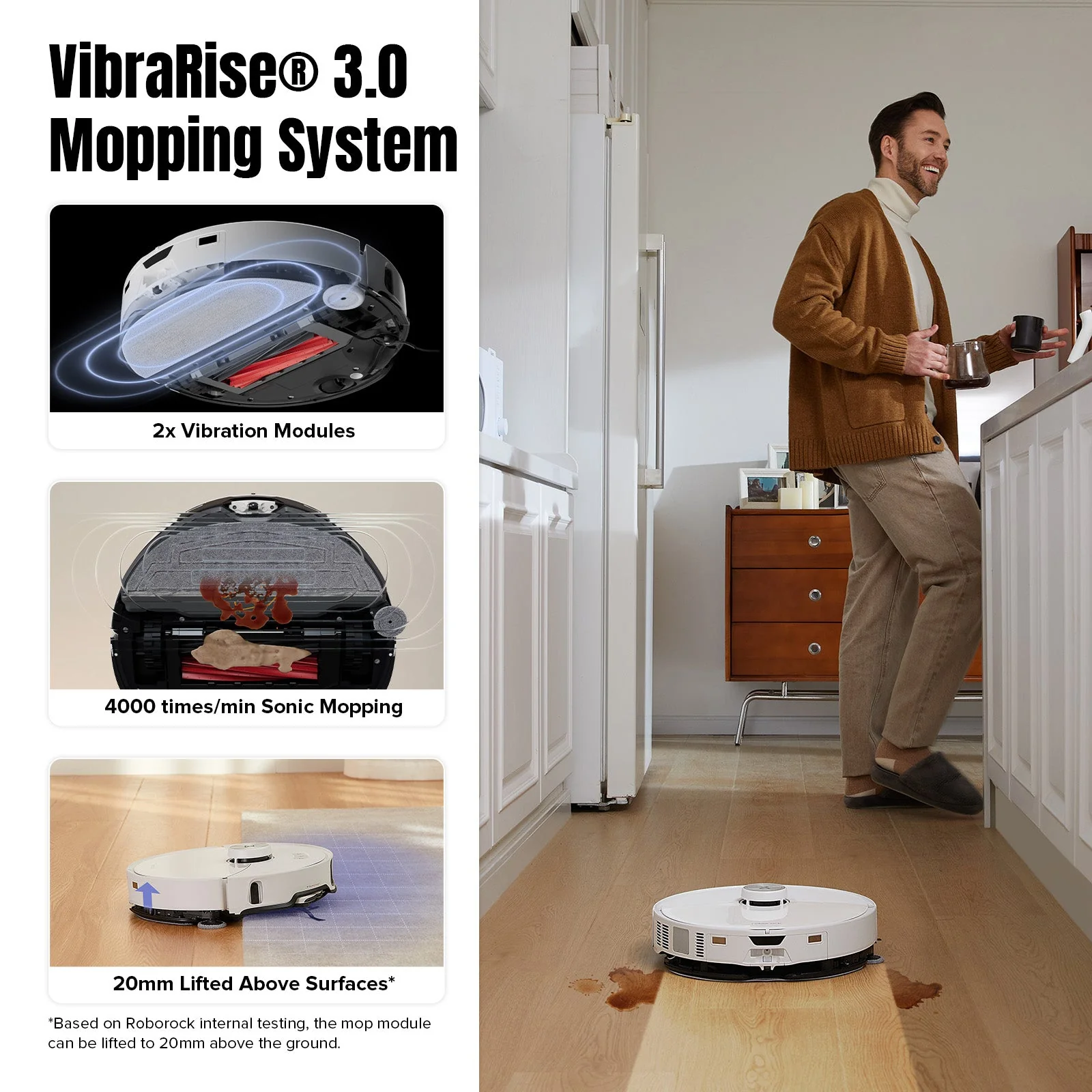 Roborock S8 MaxV Ultra with 8-in-1 RockDock® Ultra, 10,000 Pa, Liftable brush & Mop and Multifunction dock and - Image 13