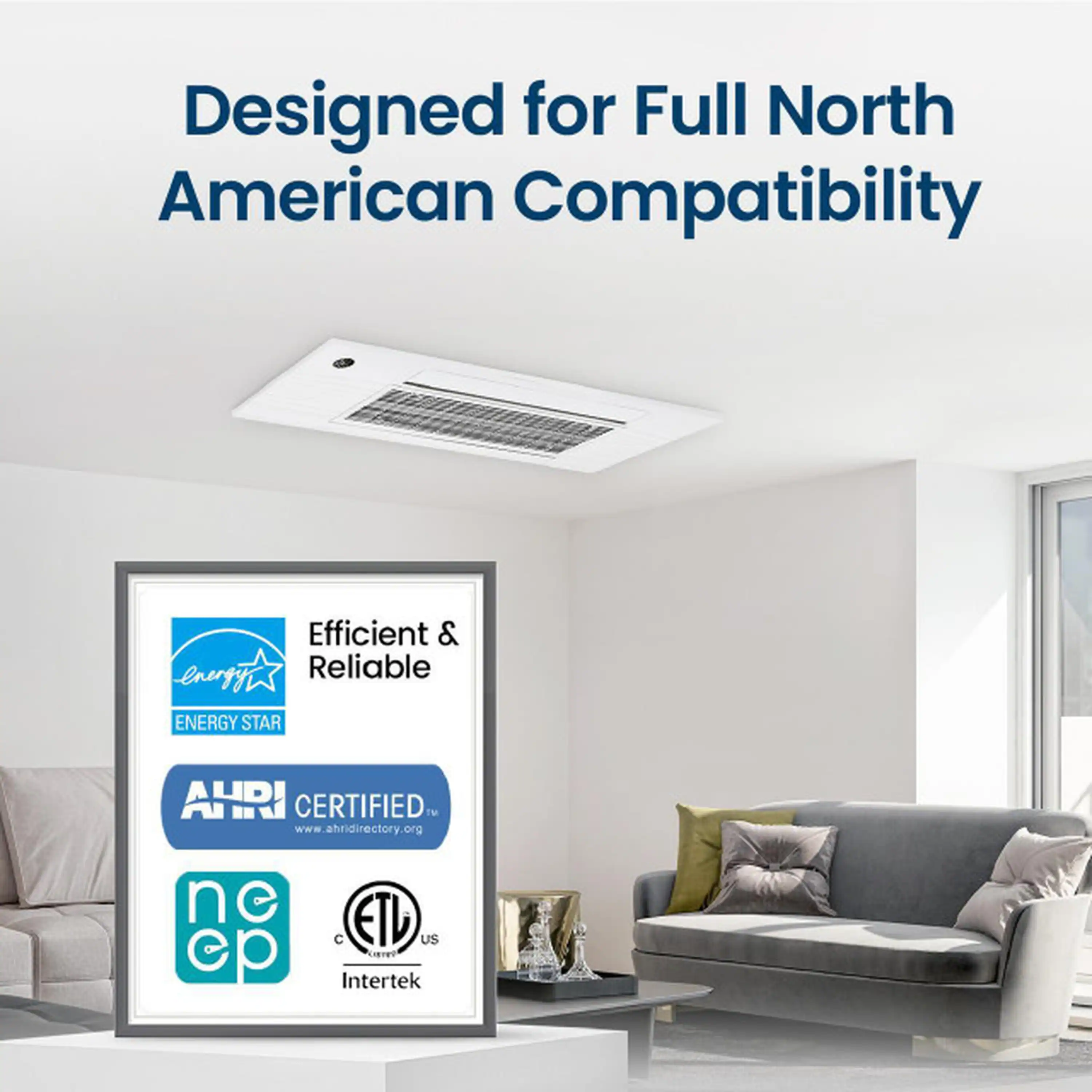 Senville 12K BTU, 22.2 SEER Mini Split Air Conditioner and Heat Pump Condenser with Ductless Ceiling Cassette Air Handler (SENA-12HF-1WC) - Image 3