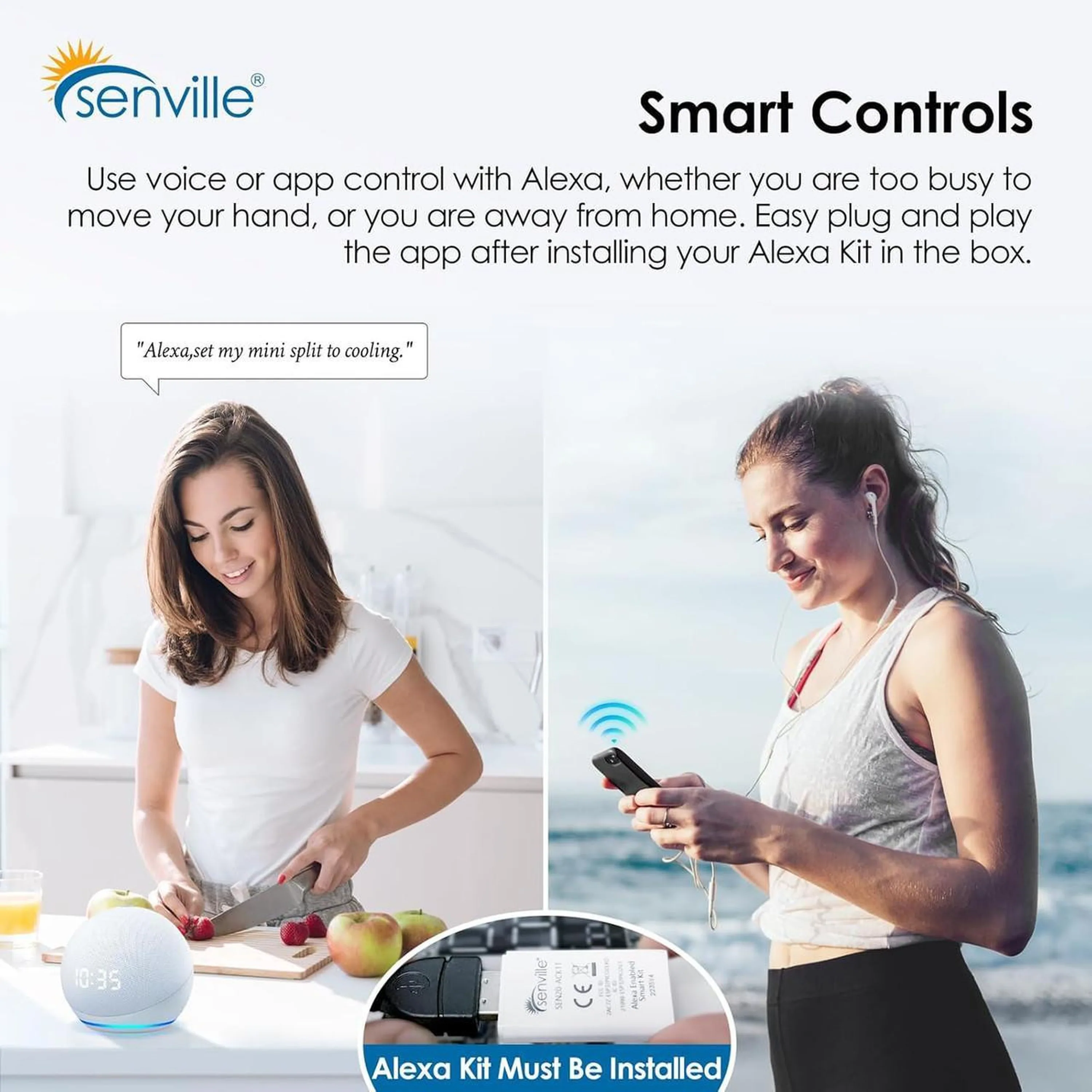 Senville ELITE 12K BTU Mini Split Ductless Air Conditioner and Heat Pump Condenser with Wall Mount Air Handler (SENE-12EL) - Image 5