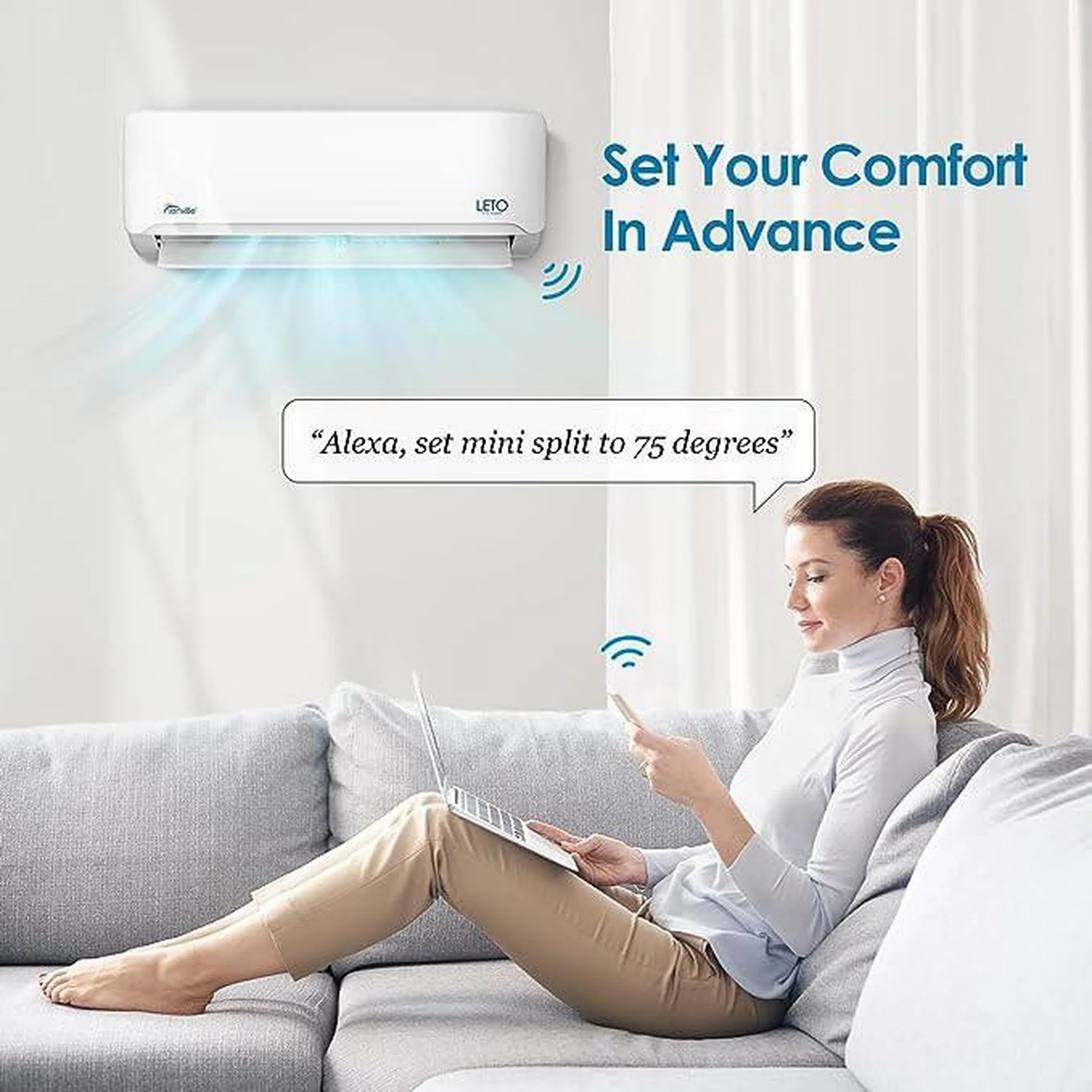 Senville LETO Series 12K BTU Mini Split with 21.2 SEER2, 115V Ductless Air Conditoner and Heat Pump Condenser with Wall Mount Air Handler (SENL/12CD/110V) - Image 6