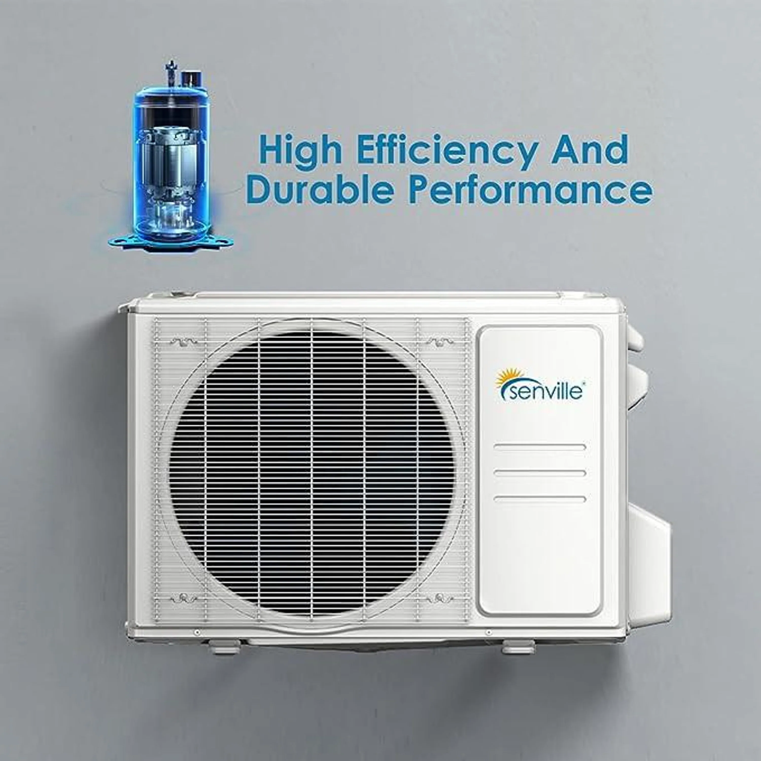Senville LETO Series 9K BTU Mini Split with 21.2 SEER2, 110V Ductless Air Conditioner and Heat Pump Condenser with Wall Mount Air Handler (SENL/09CD/110V) - Image 4