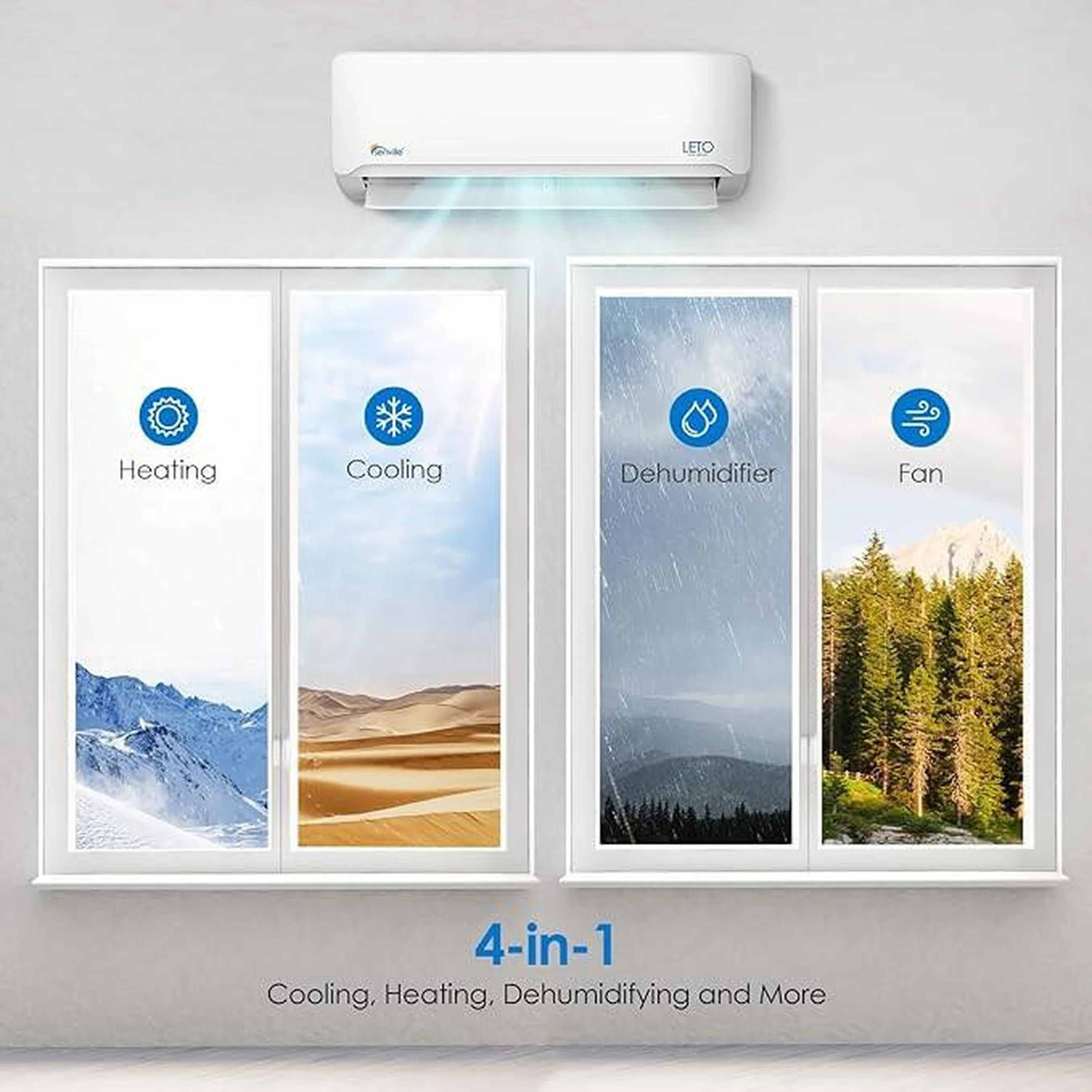 Senville LETO Series 9K BTU Mini Split with 21.2 SEER2, 110V Ductless Air Conditioner and Heat Pump Condenser with Wall Mount Air Handler (SENL/09CD/110V) - Image 8