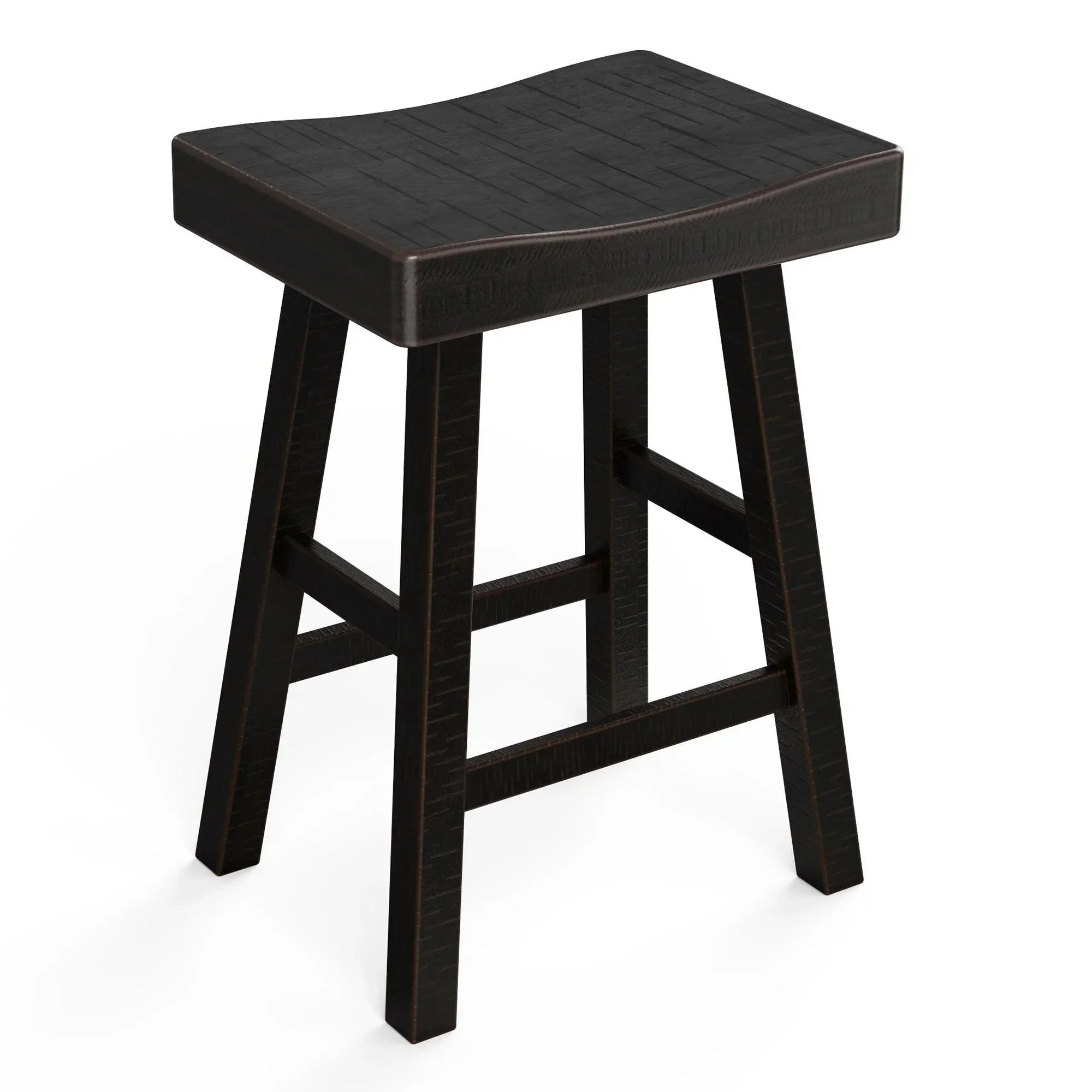 Parrot Uncle Set of 2 Farmhouse Solid Wood Bar Stools - Backless Saddle Seat Counter Height Chairs for Kitchen Island, Breakfast Nook & Home Office - Image 20