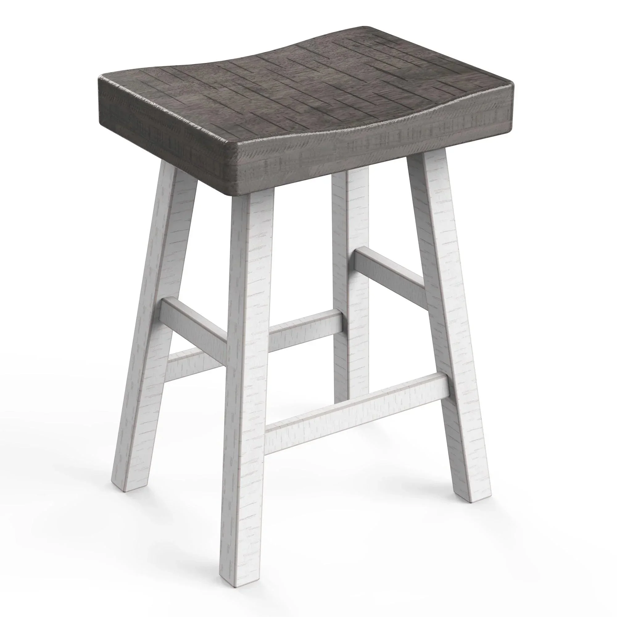 Parrot Uncle Set of 2 Farmhouse Solid Wood Bar Stools - Backless Saddle Seat Counter Height Chairs for Kitchen Island, Breakfast Nook & Home Office - Image 24