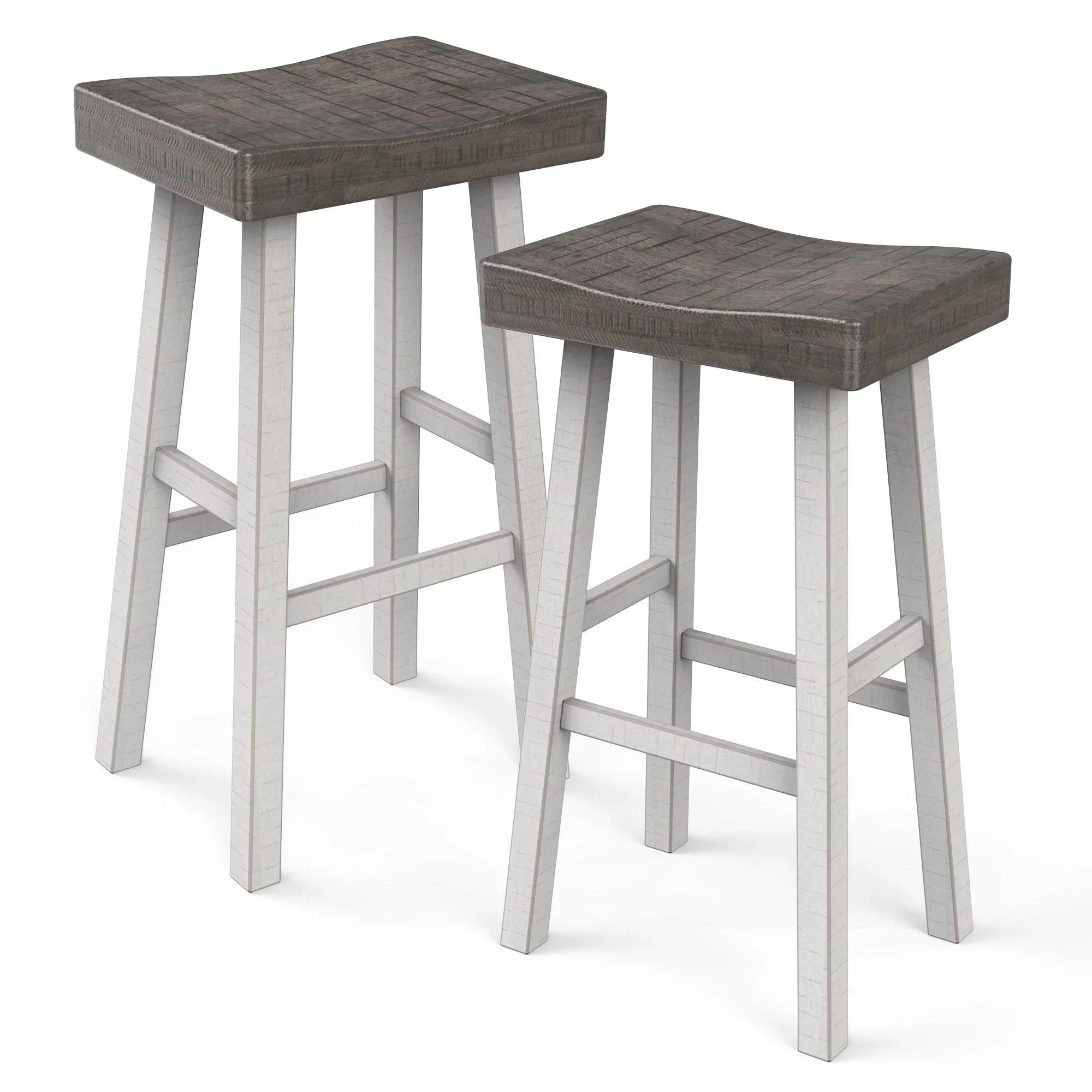 Parrot Uncle Set of 2 Farmhouse Solid Wood Bar Stools - Backless Saddle Seat Counter Height Chairs for Kitchen Island, Breakfast Nook & Home Office - Image 26