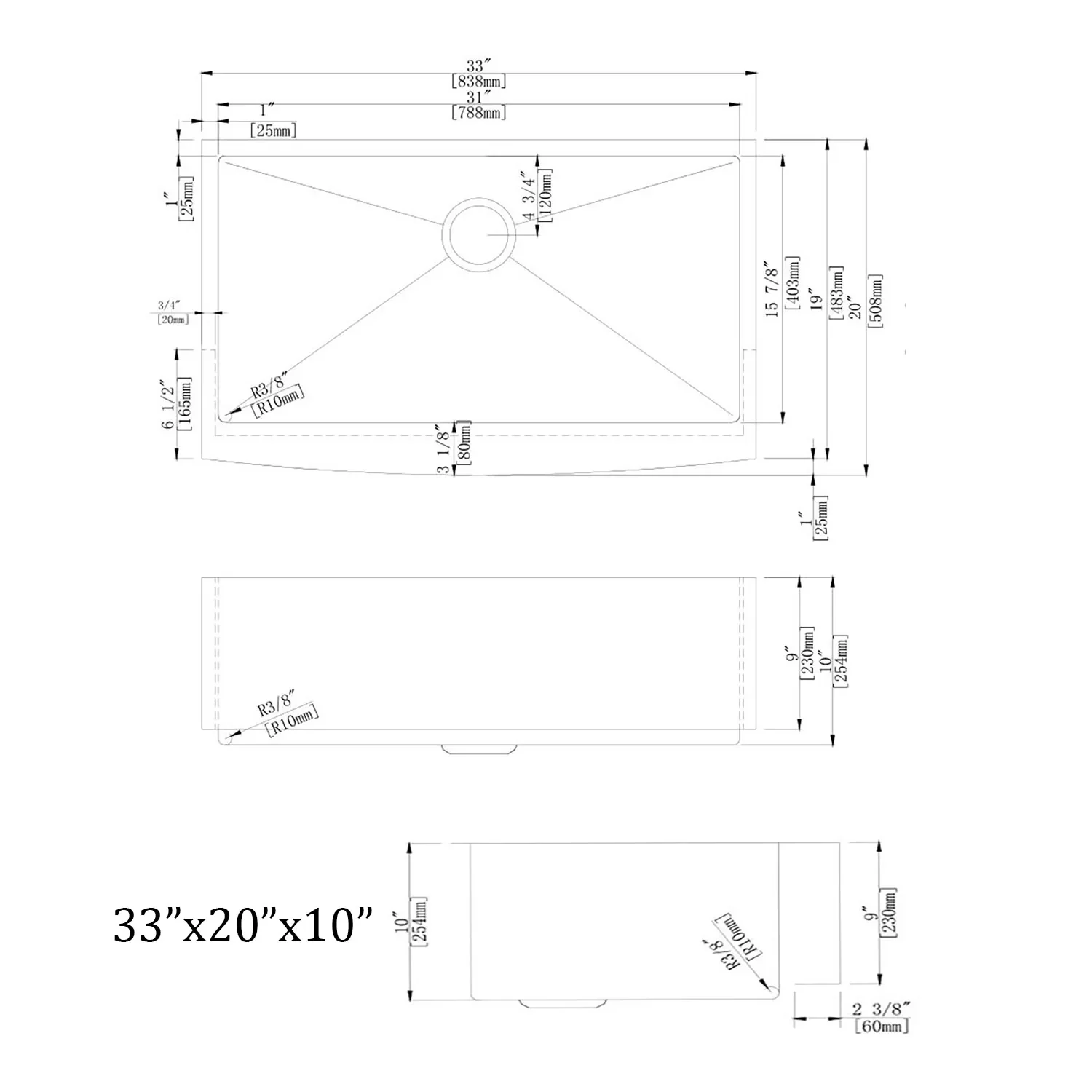 Empava 33-Inch Single Bowl Kitchen Sink (EMPV-SAS3320) - Image 8